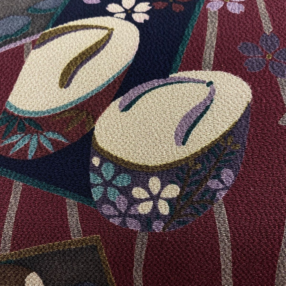 名古屋帯 秀品 八寸名古屋帯 松葉仕立て 短冊 ぽっくり 縮緬 赤紫 正絹