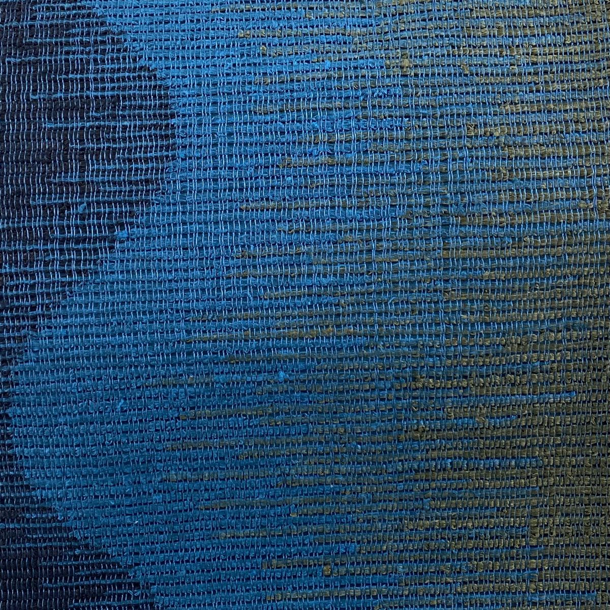 袋帯 秀品 霞 幾何学模様 藍色 全通 正絹