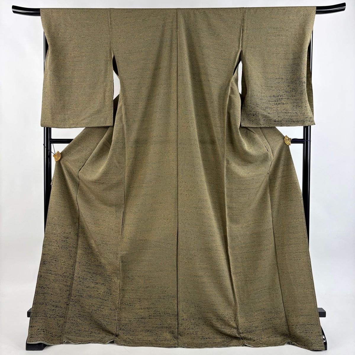 付下げ 身丈176cm 裄丈68cm L 未仕立て 仮絵羽 幾何学模様 裾ぼかし 金糸 灰緑 正絹