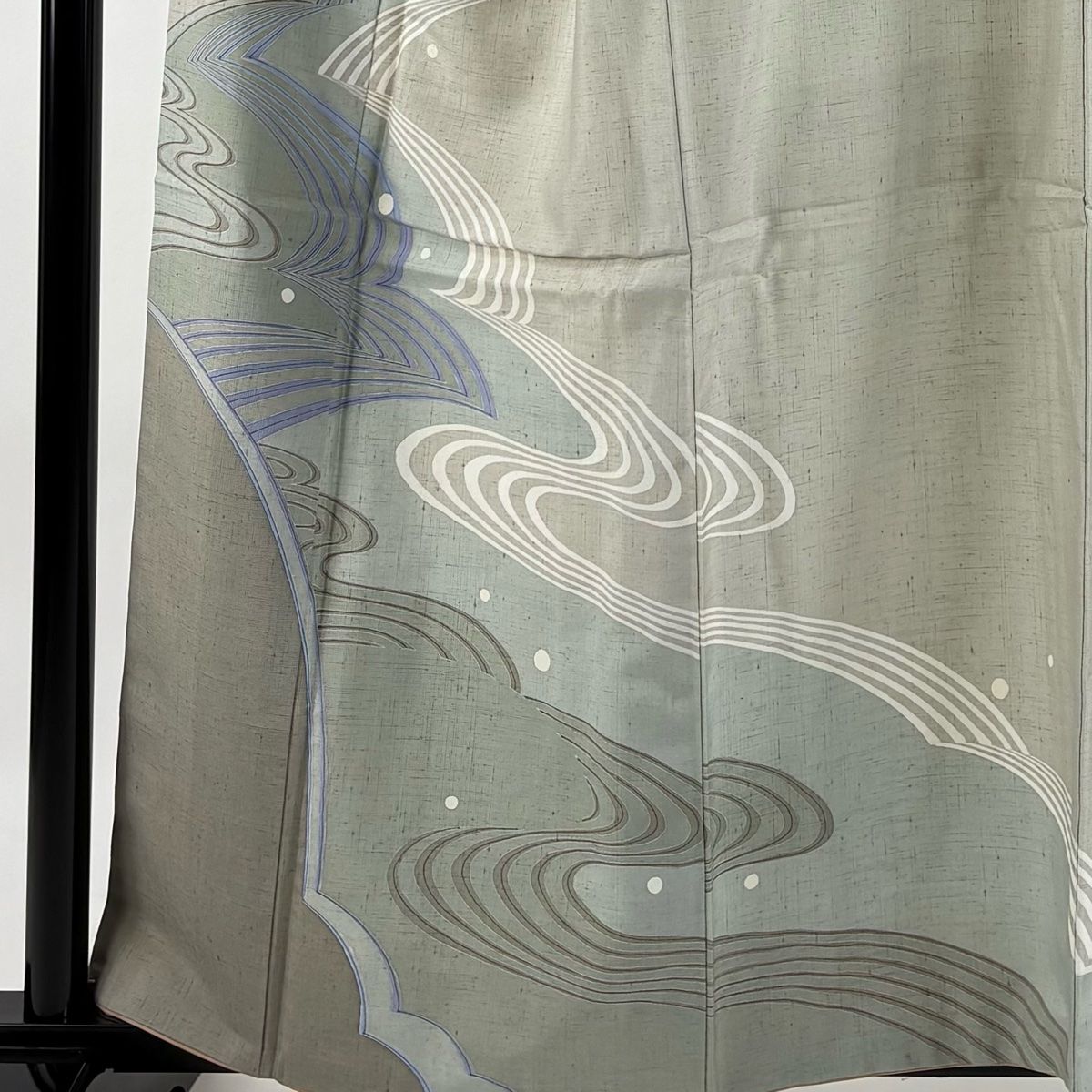 訪問着 身丈159.5cm 裄丈67.5cm L 袷 坂井教人 紬地 落款 流水 灰色 正絹