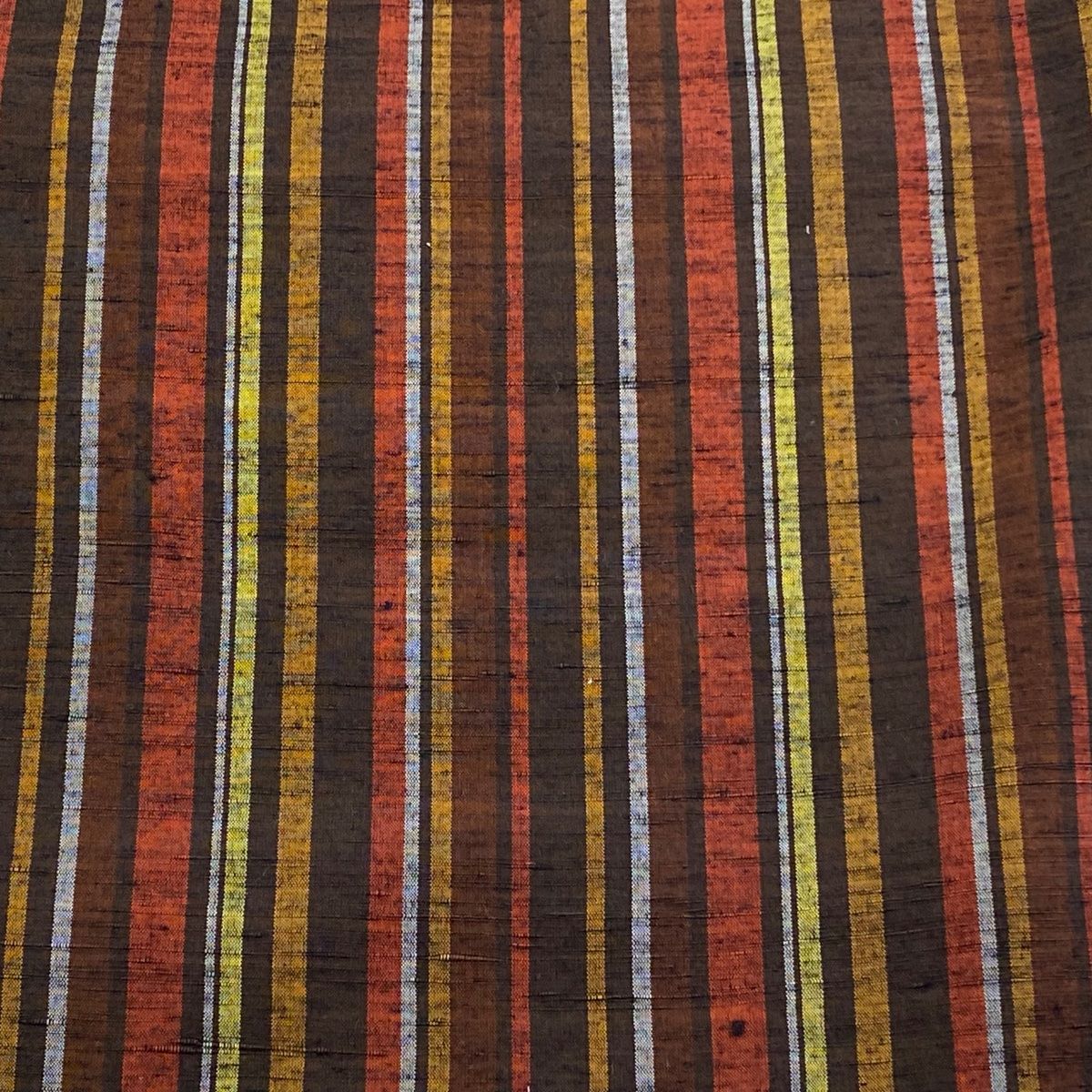 反物 秀品 紬 証紙 上田つむぎ 縦縞 焦茶色 正絹