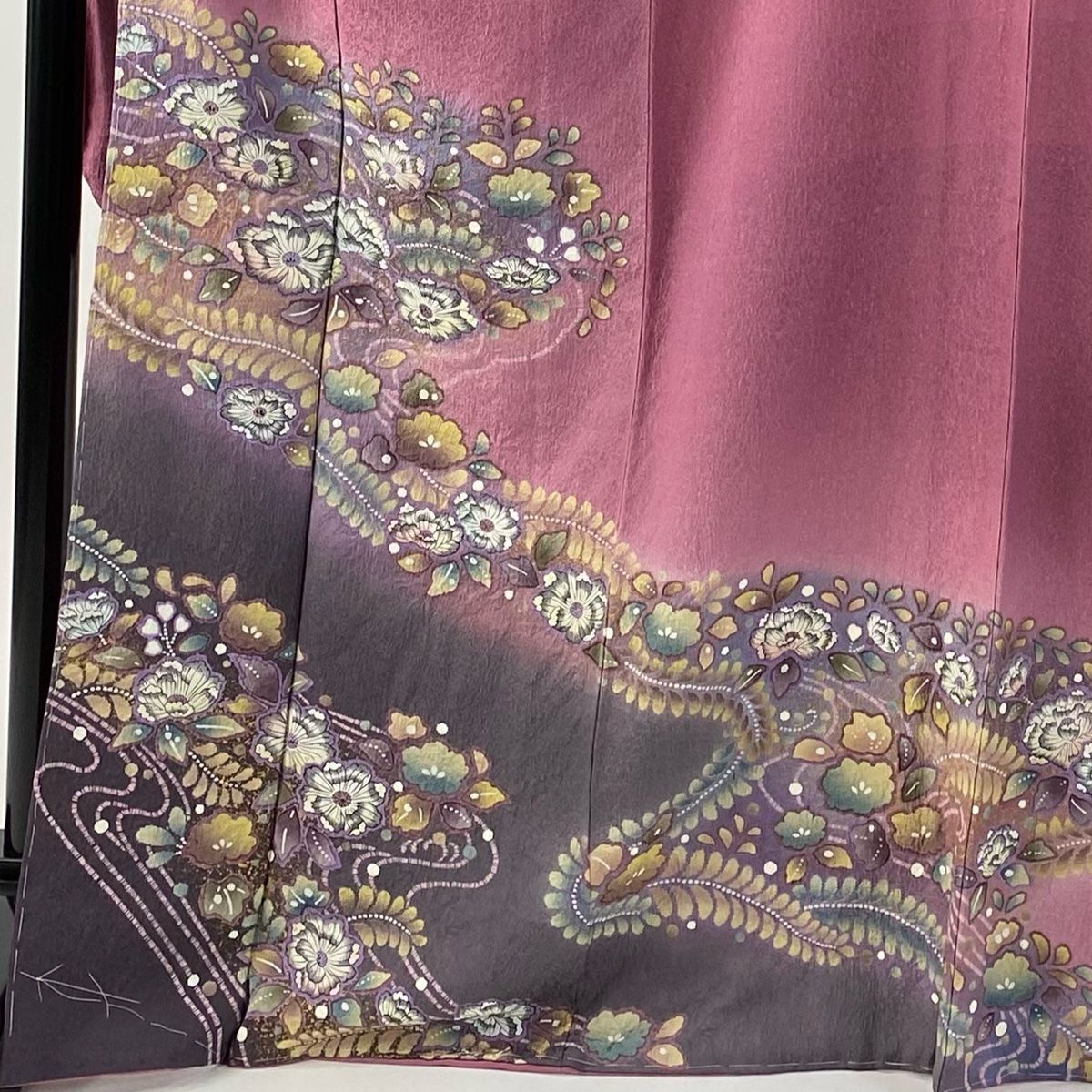 振袖 身丈169cm 裄丈70.5cm L 袷 袋帯フルセット 辻が花柄 金彩 ぼかし 赤紫 正絹 秀品