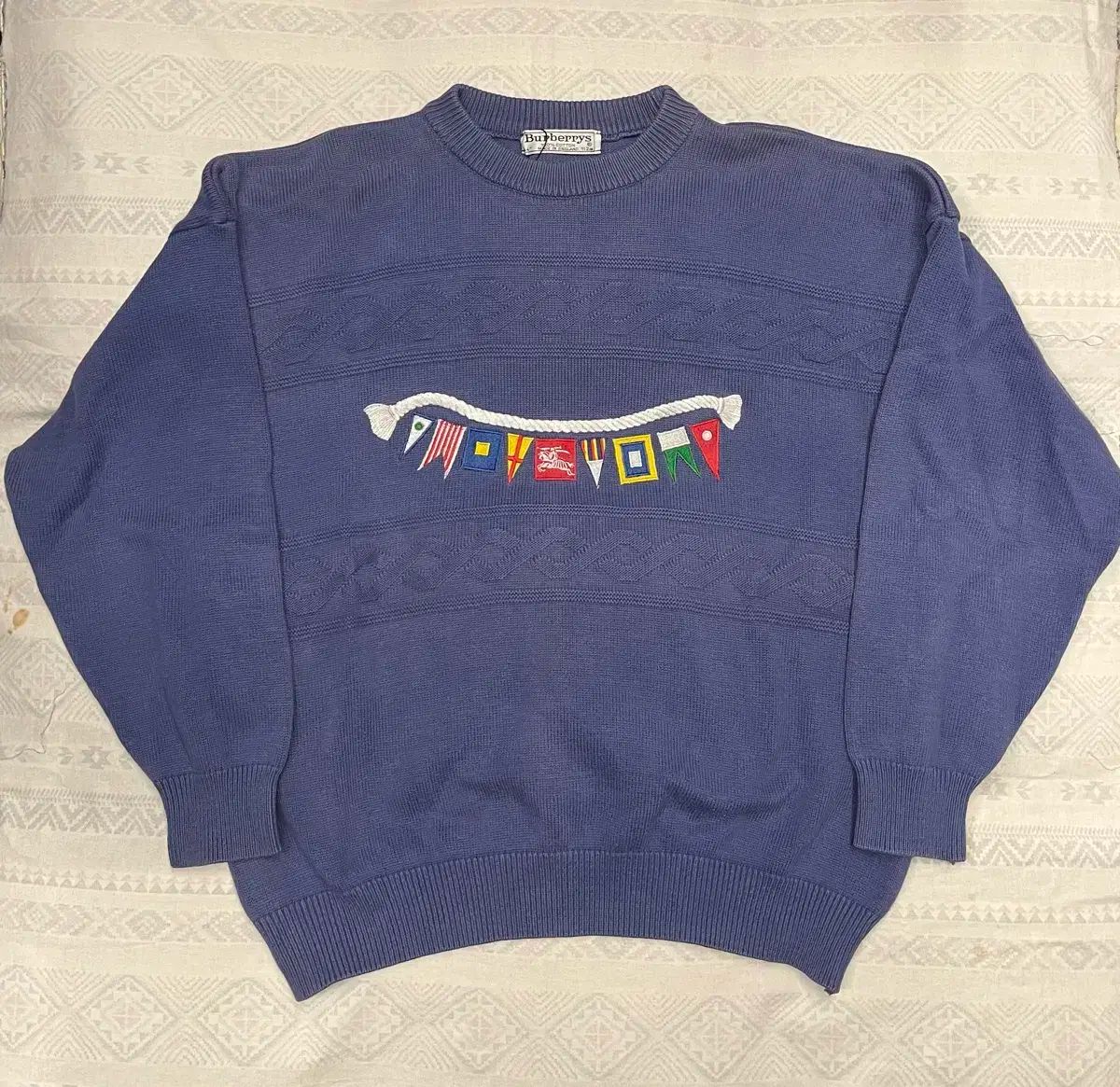 90s BURBERRY バーバリー ブルー ニット セーター