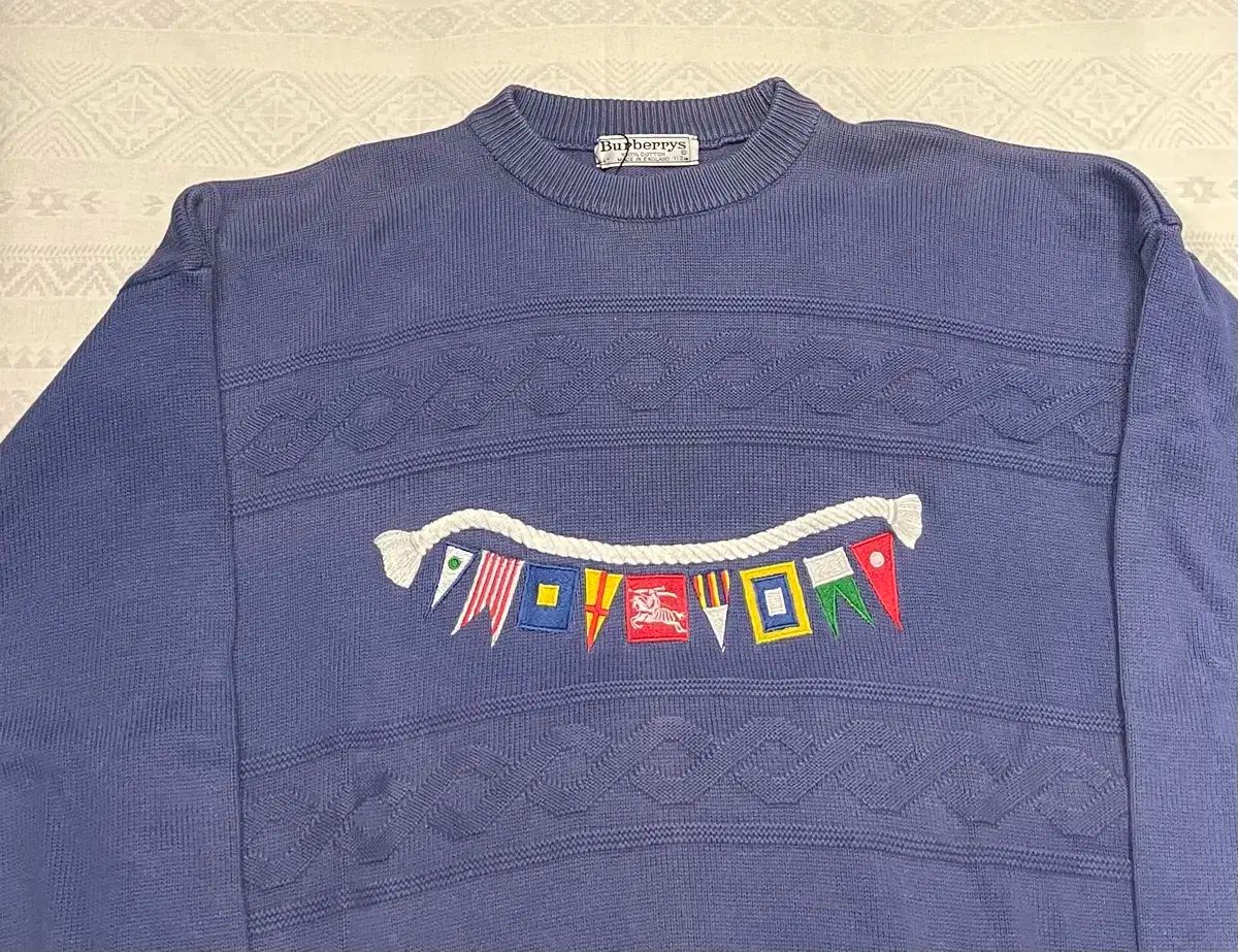 90s BURBERRY バーバリー ブルー ニット セーター