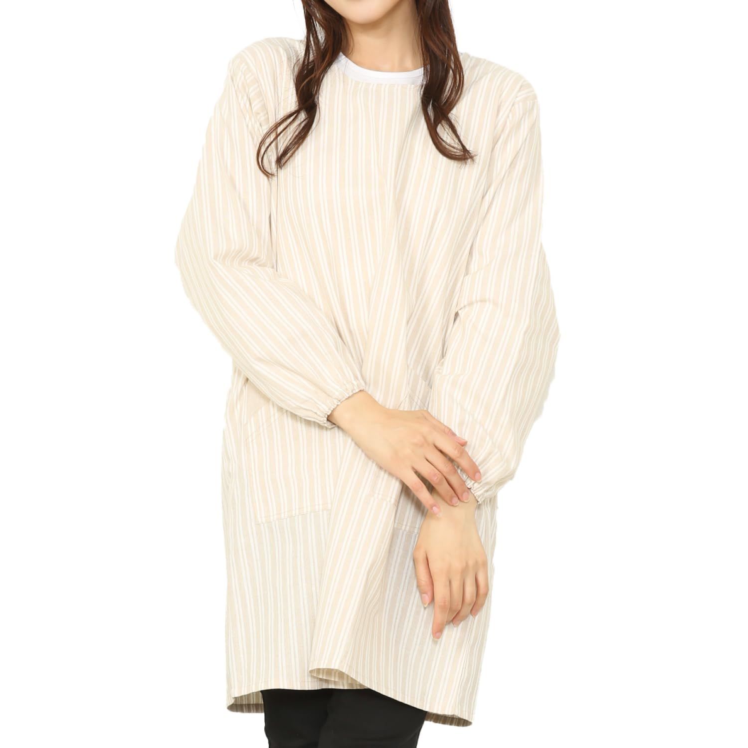 【人気セール，正規品】 新品 [ニシキ] 割烹着 レディース 綿ポリ シワになりにくい (ML/LL 選べるサイズ) ポケット付き 袖付きエプロン エプロン