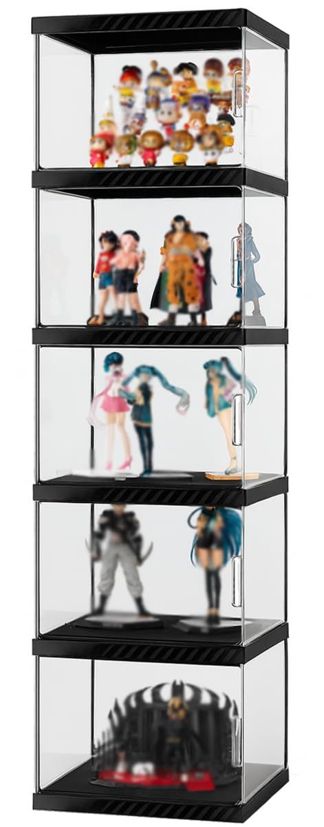 磁気ドア 横開き 密閉防塵設計 ディスプレイラック 透明 フィギュア 幅40x奥行33x高さ154.7cm 収納棚 大容量 多用途 5段 組み立て簡単 リビングルーム ケース オフィス フィギュアケース 手 店対応 EastEamily