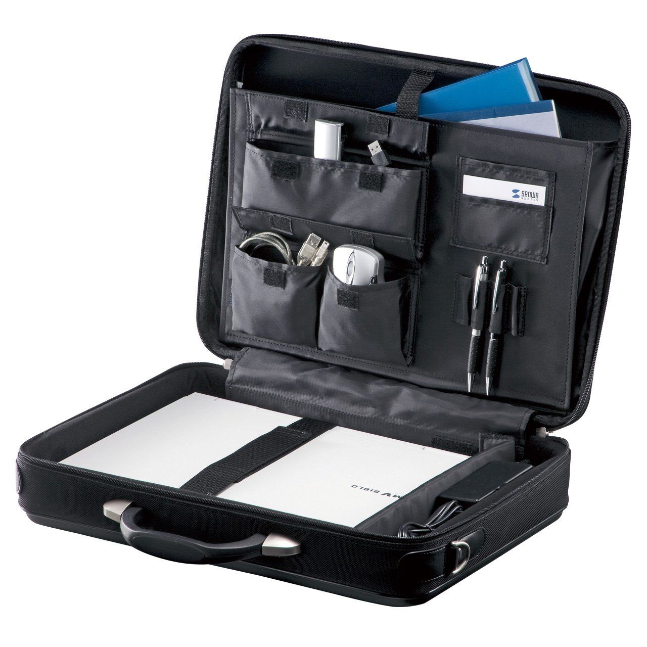 撥水加工 耐衝撃 鍵付き セミハードPCケース 15.6インチワイド対応 サンワサプライ BAG-EVA7BKN