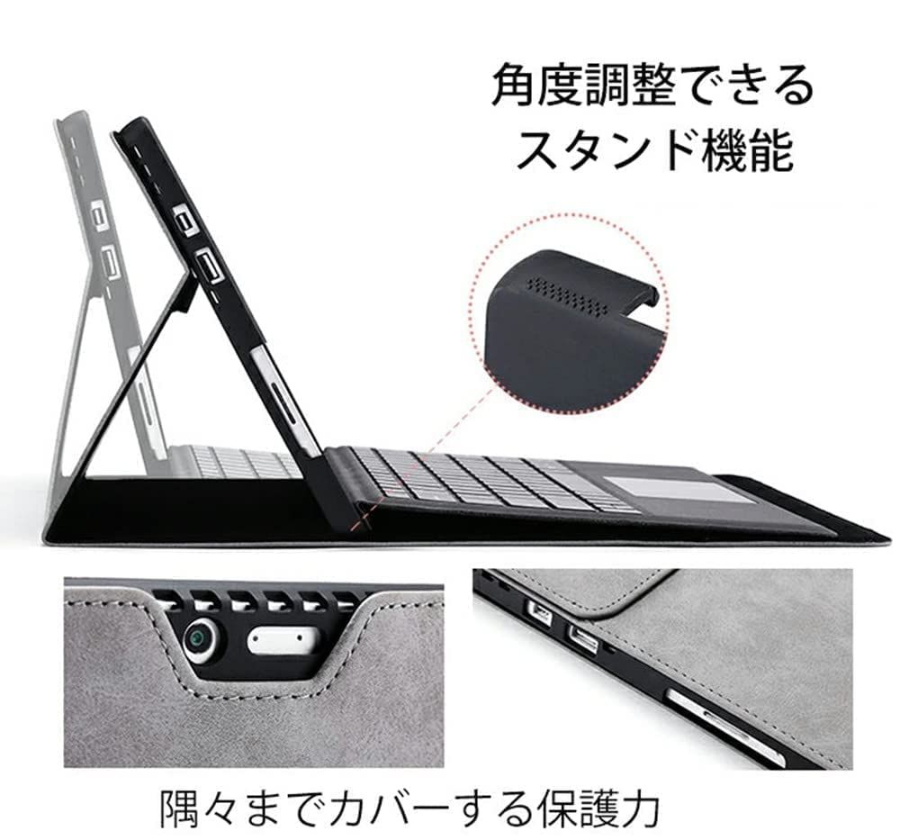 新品 全面保護【キーボード付も収納可能】スタイラスホルダー付き サーフェイスプロ 耐衝撃 12 カバー 手帳タイプ ケース レザーケース (第12世代/2025年モデル) 軽量薄型 スタンド機能付 12インチ 両面保護 Pro おしゃれ Surface (ネイ