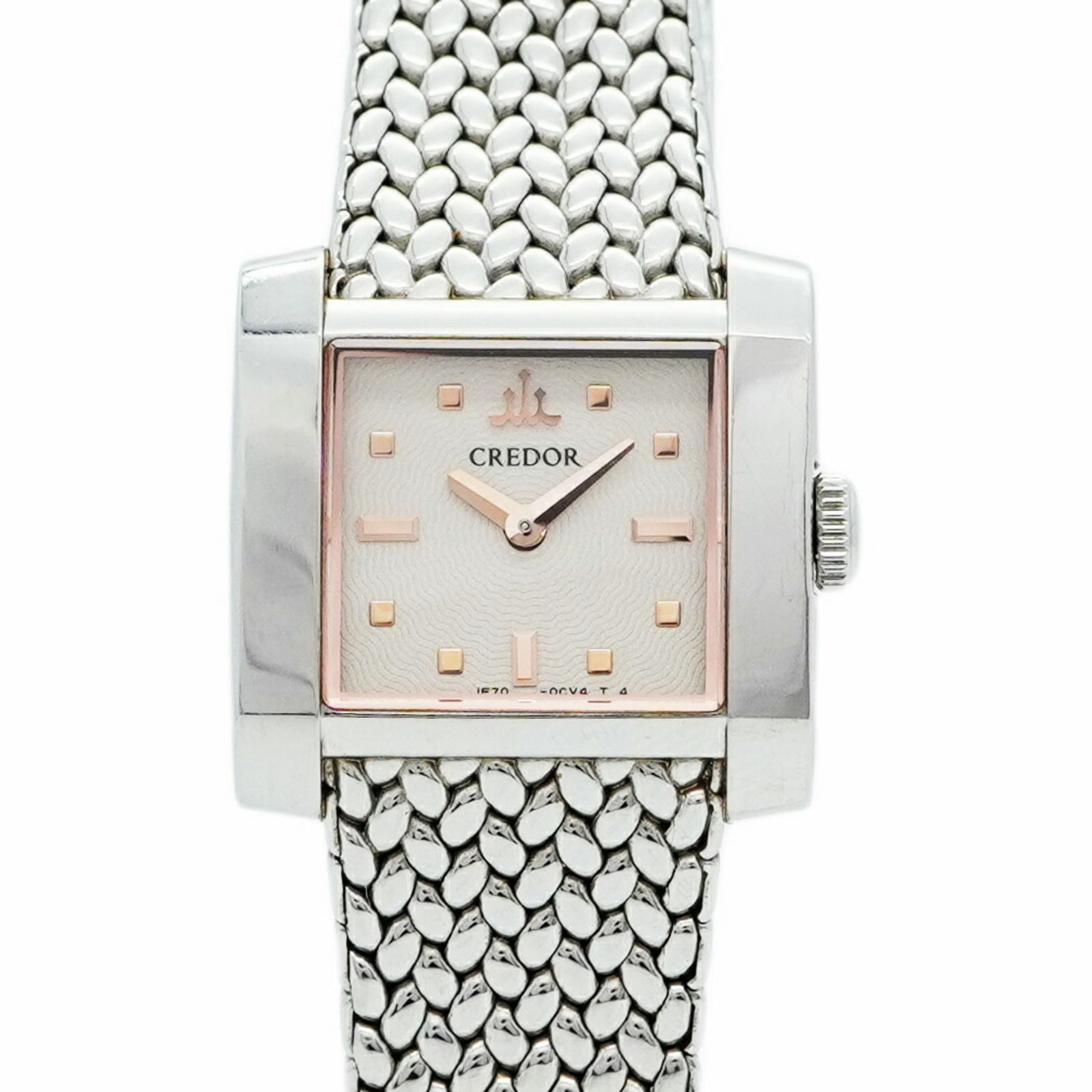 セイコー クレドール 1E70-0BZ0 ピンク文字盤腕時計 レディース