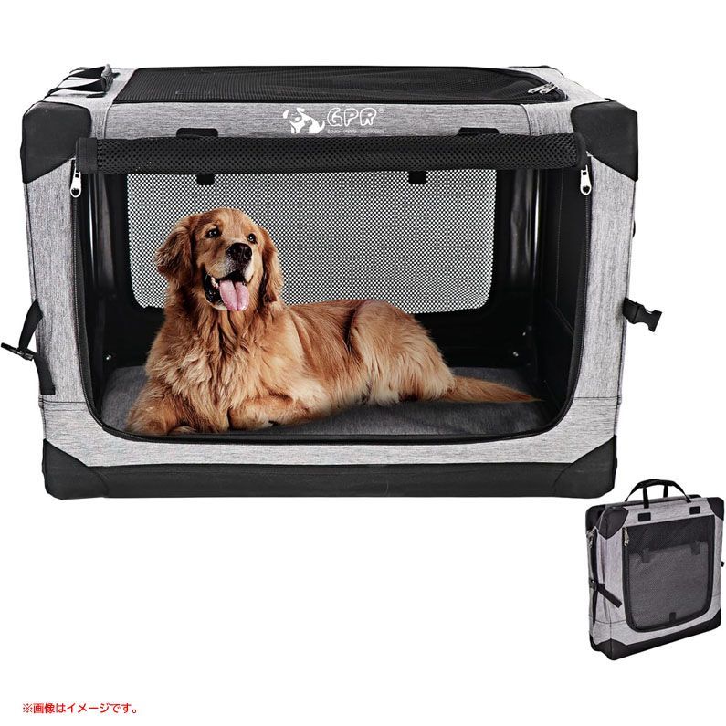D9317 ペット ソフトクレート ケージ ペットキャリー ペットハウス 犬 猫 4面メッシュ 鉄フレーム 折りたたみ式 洗濯 ペット用品 GPR CWL01XL