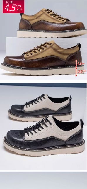 種類3 ブラック 29 cm マーチンシューズ メンズ ローカット ツートン カジュアル シンプル 本革 ブラウン ダークブラウン 4.5 cmUP