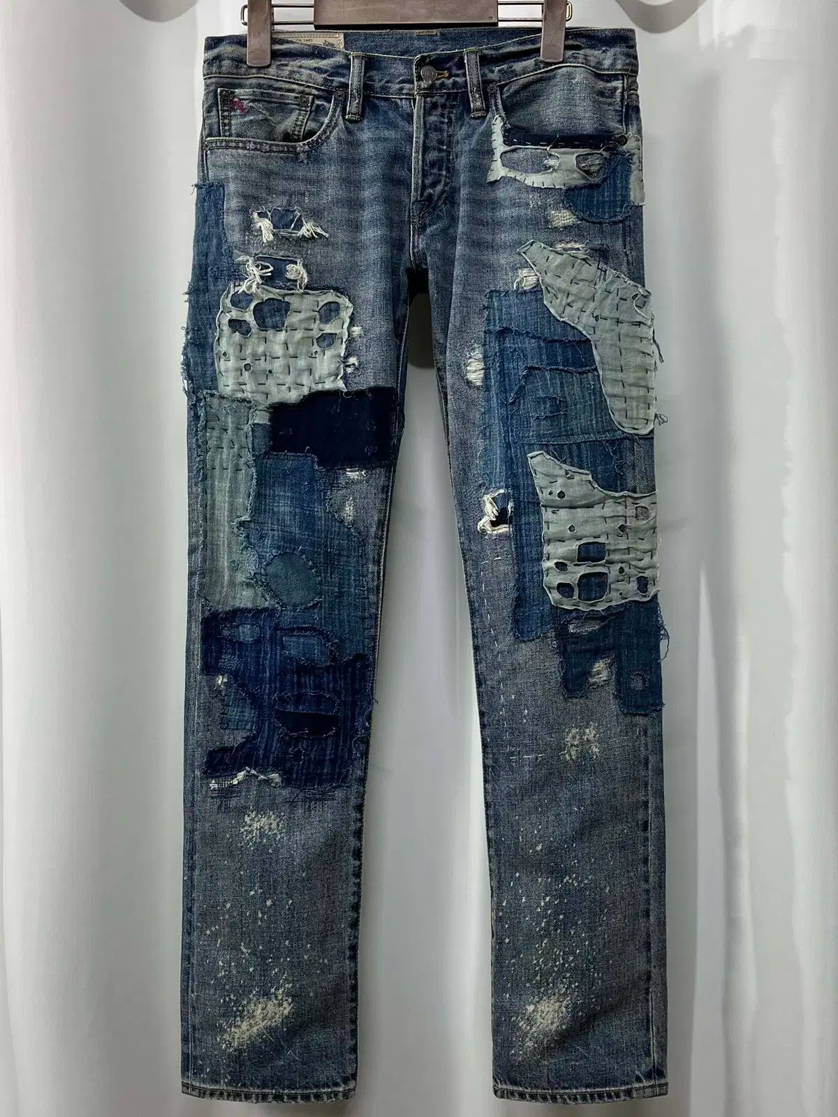 ポロラルフローレン ボロ ディストレスド リペア デニムパンツ