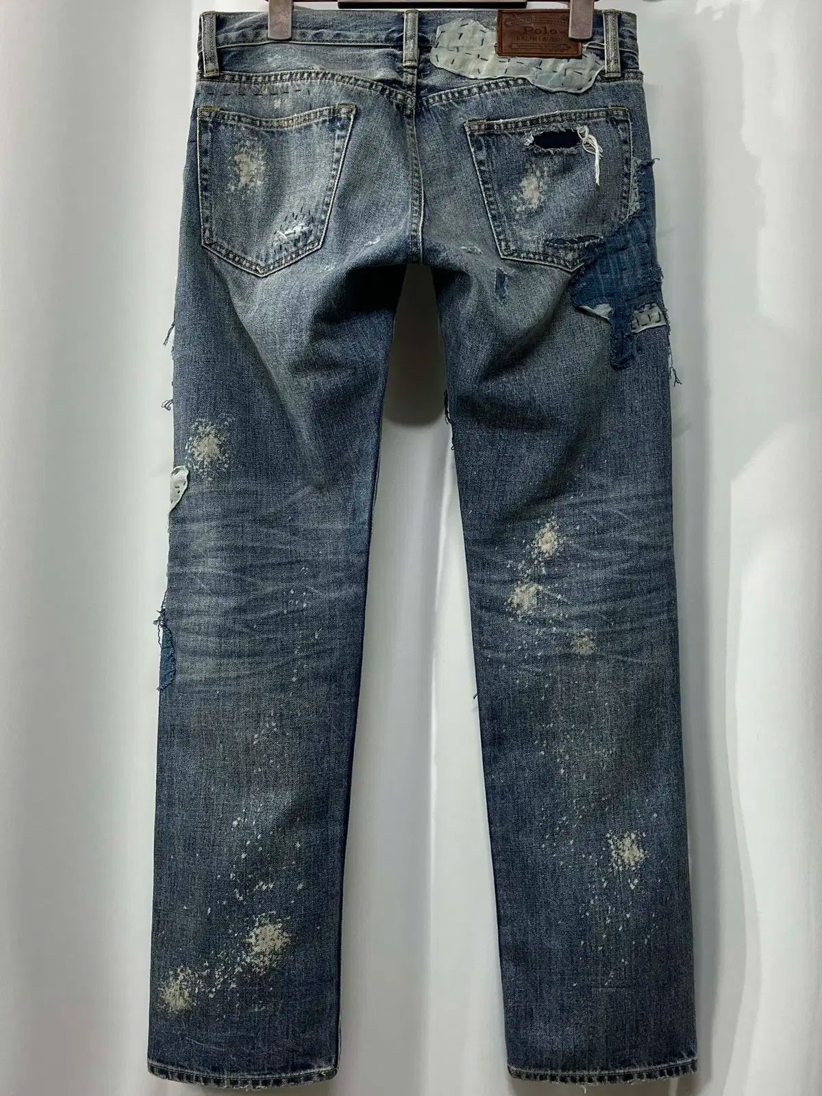 ポロラルフローレン ボロ ディストレスド リペア デニムパンツ