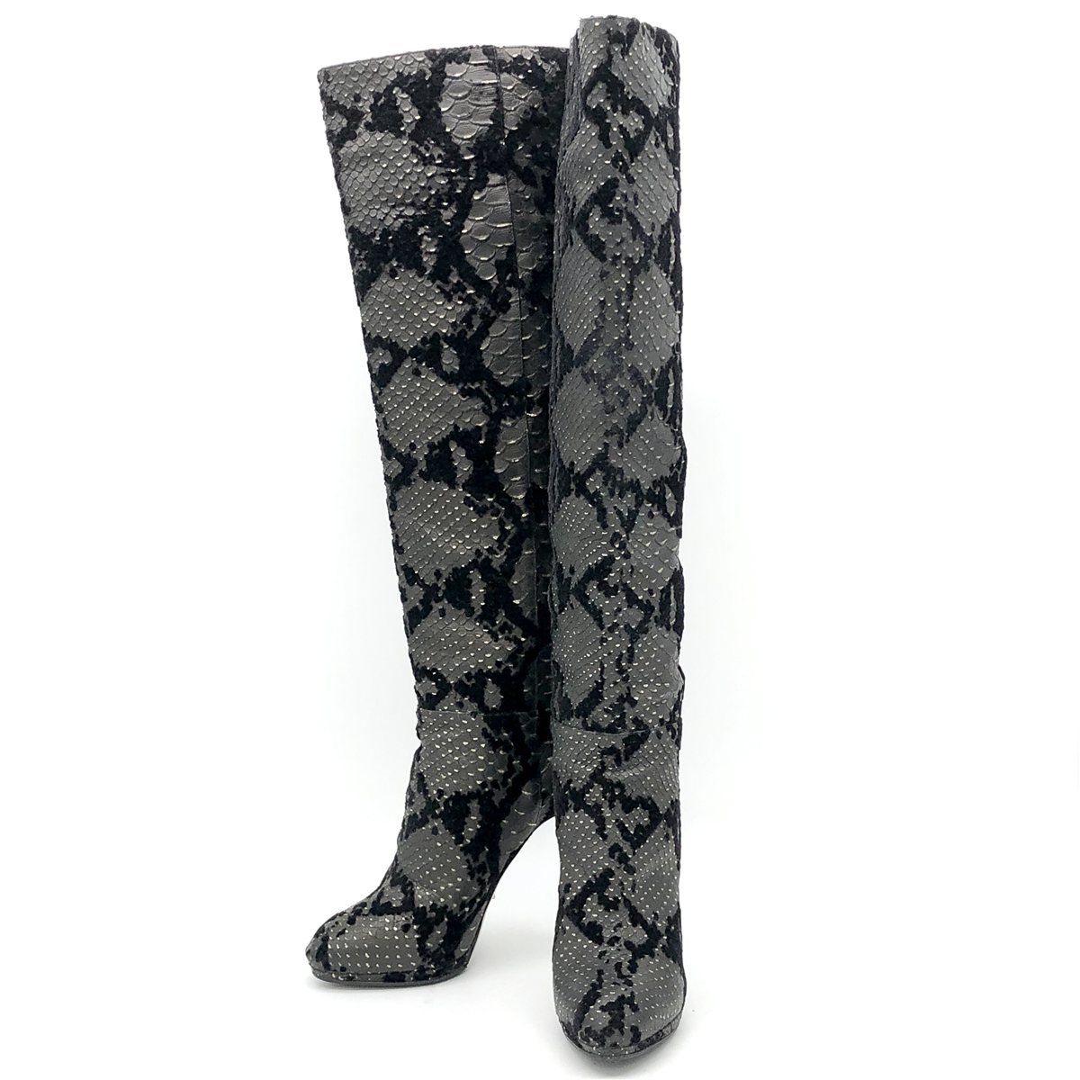 Sergio Rossi ロングブーツ パイソン ブラック 2136A