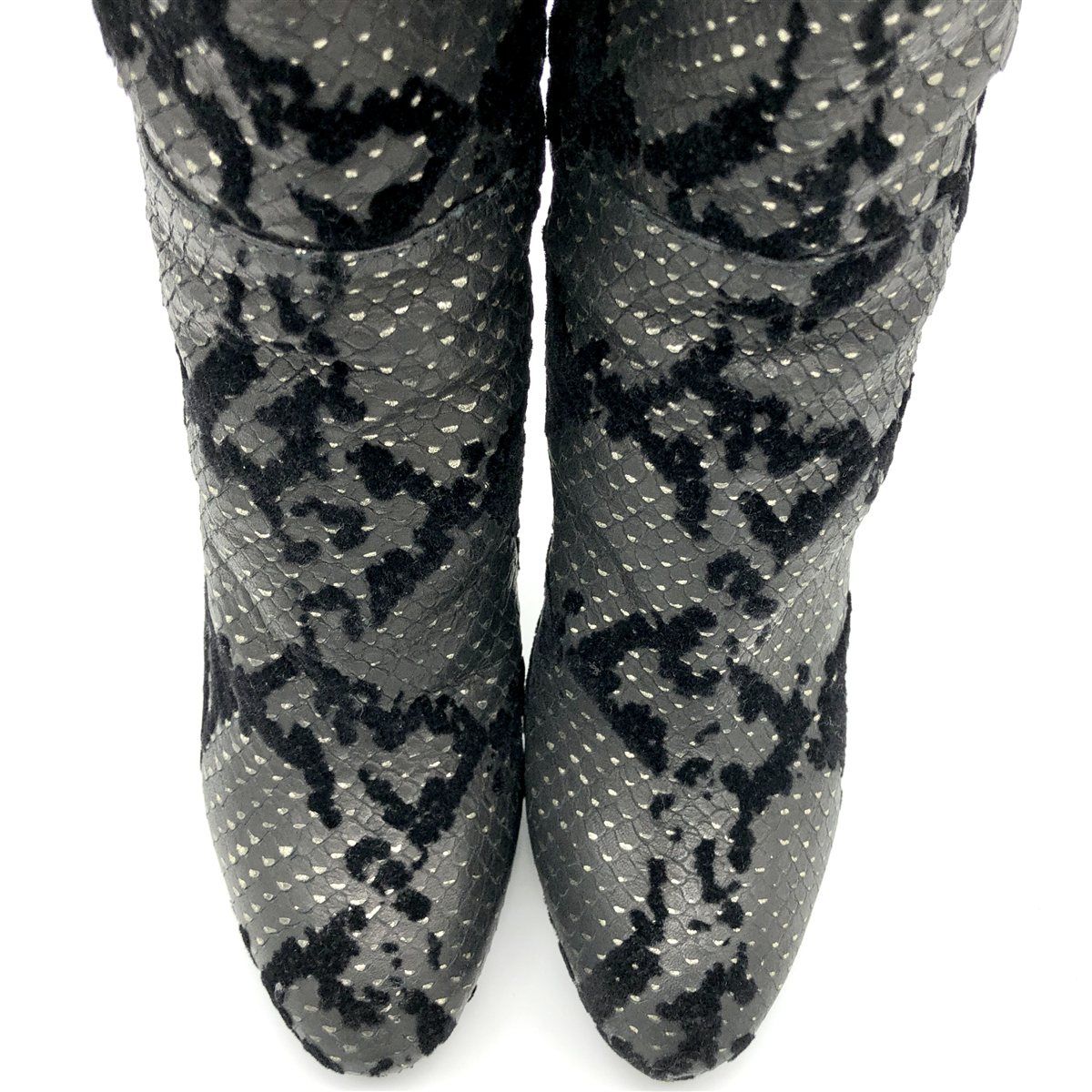  Sergio Rossi ロングブーツ パイソン ブラック 2136 A ロングブーツ ブーツ