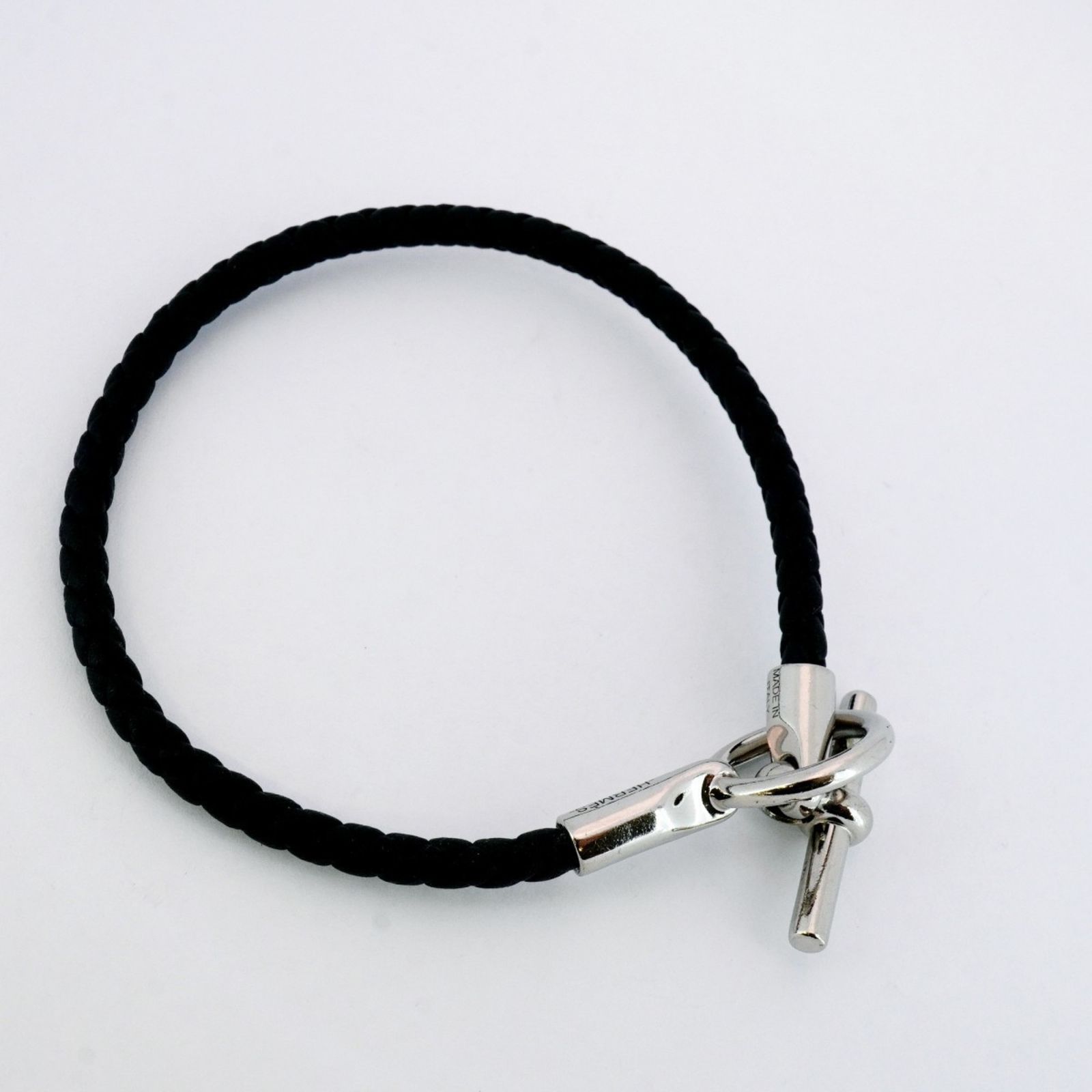 エルメス Hermes エルメス ブレスレット グレナン GPメッキ レザー シルバー ブラックメンズ レディース P1455658