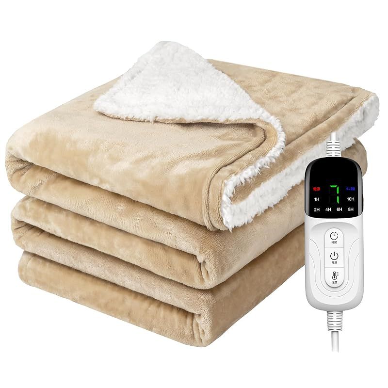 電気毛布 掛け敷き兼用 188×130cm 大きいサイズ＆フランネル 起毛 電気ブランケット 電気ひざ掛け 3分速暖 恒温加熱 ダニ退治 7段階温度調整 6段階切タイマー ふわふわ 暖房器具 省エネ 自動電源オフ 過熱保護 丸洗い可 厚手生地 毛玉なし 頭寒足
