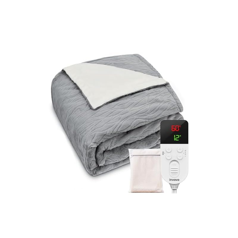 invavaR 睡眠専門家監修 電気毛布 敷き 敷き毛布 セミダブル ダブル 190x130cm 25 60℃までフリー温度調節機能 1～12時間タイマー 即暖 掛け敷き兼用 ぬいぐるみ生地 リバーシブル 洗える 電気毛布ひざ掛け かけしき 電気ブランケ