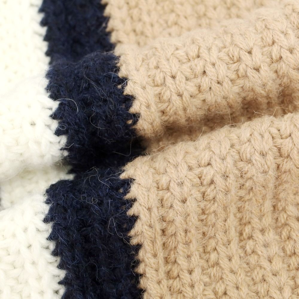  ディースクエアード ローゲージニット マフラー ベージュxネイビー メンズ その他 小物