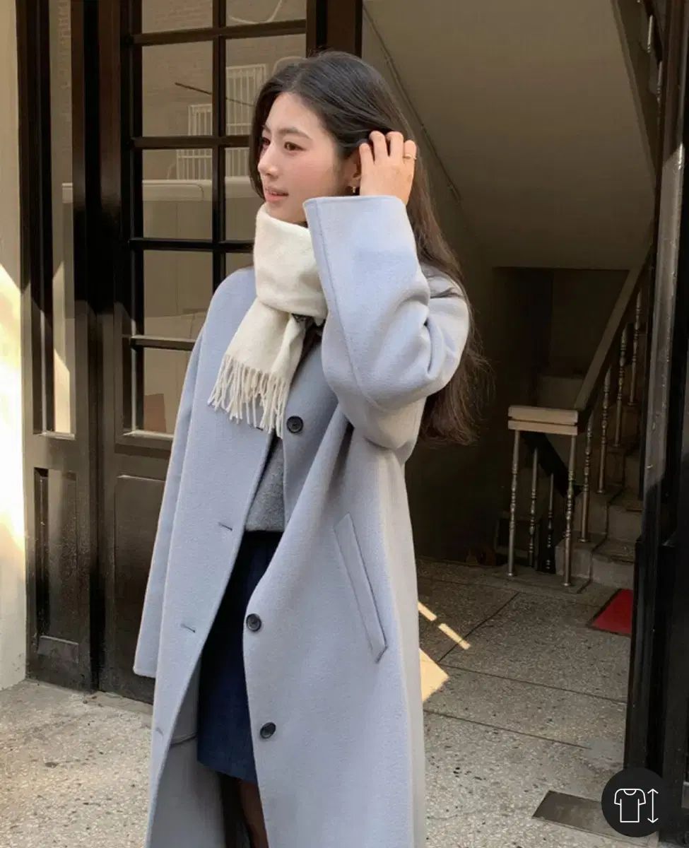 ピュアだ メリノウール 100 コート ブルー