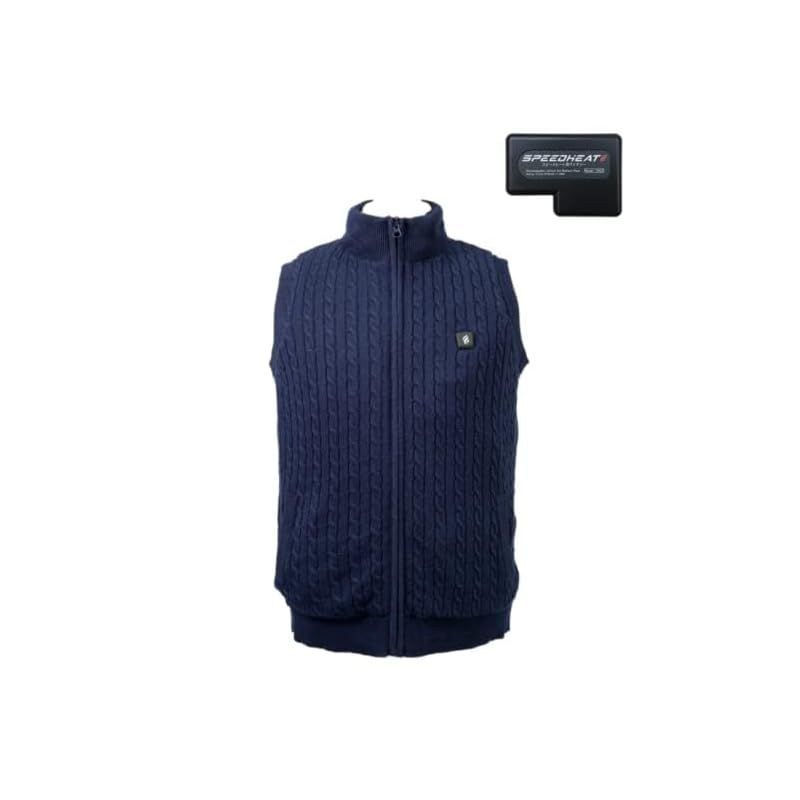 スピードヒート 温熱ニットベスト 電熱ニットベスト バッテ リー付き 内蔵 防寒 レディス L