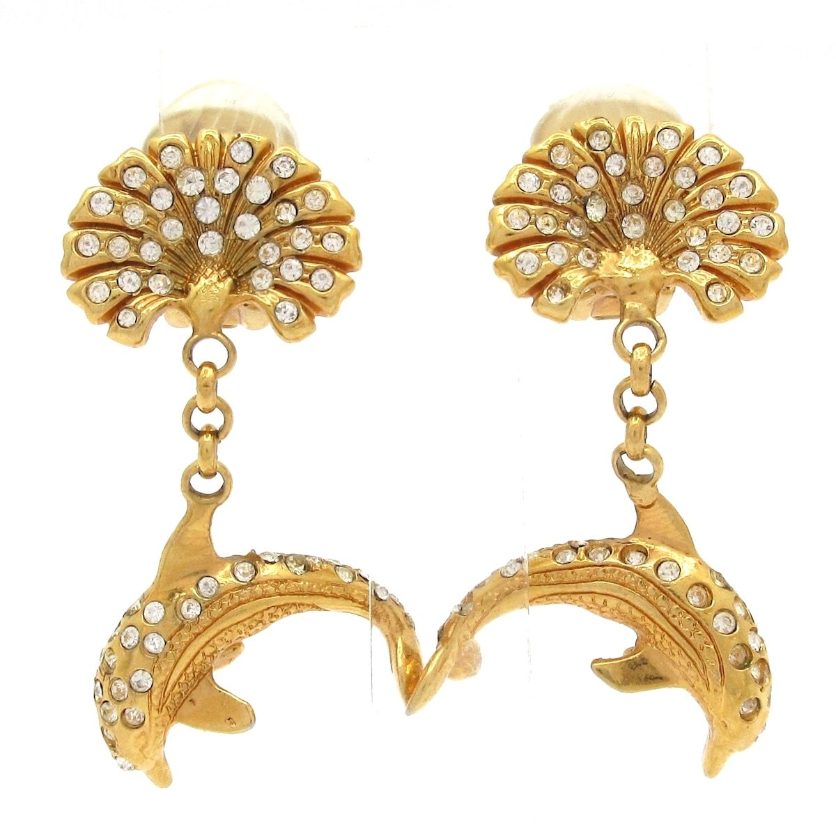 FERRAGAMO SalvatoreFerragamo サルバトーレフェラガモ イヤリング - ゴールド×クリア イルカ