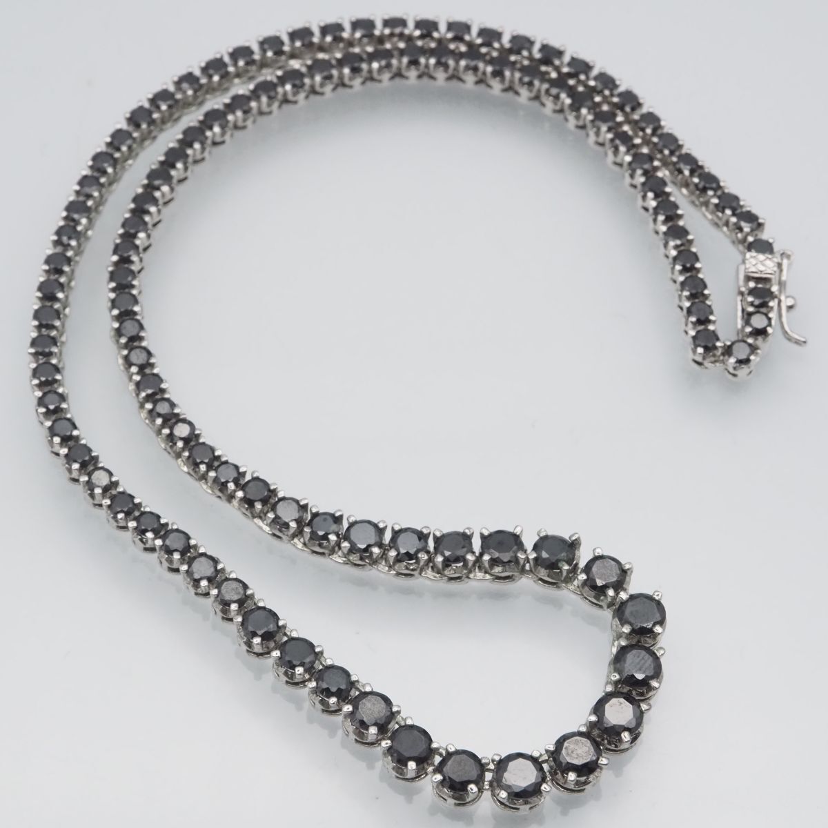 H027 ブラックダイヤモンド風 BF刻印 テニス ネックレス ブレスレット セット シルバー デザイン