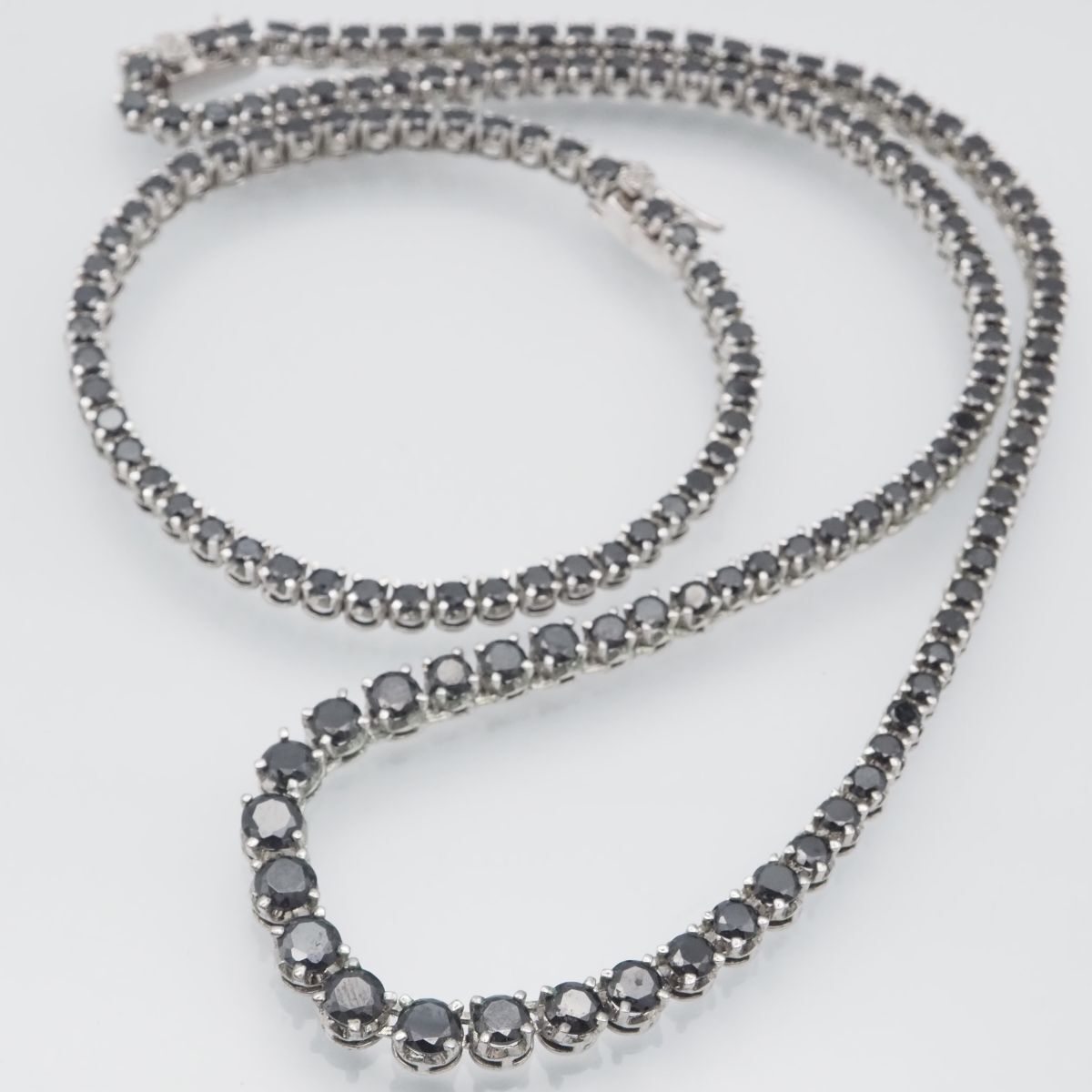 H027 ブラックダイヤモンド風 BF刻印 テニス ネックレス ブレスレット セット シルバー デザイン