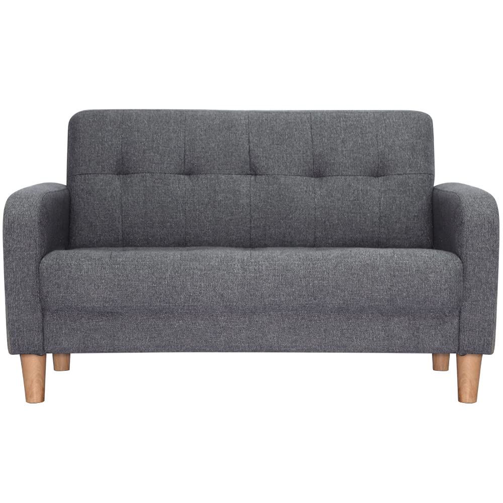 オーエスジェイ OSJ ソファー 2人掛け 肘付き 天然木脚 幅約110cm 簡単組み立て 2WAY ファブリック おしゃれ 新生活 北欧スタイル ソファベッド グレー 62 113 38