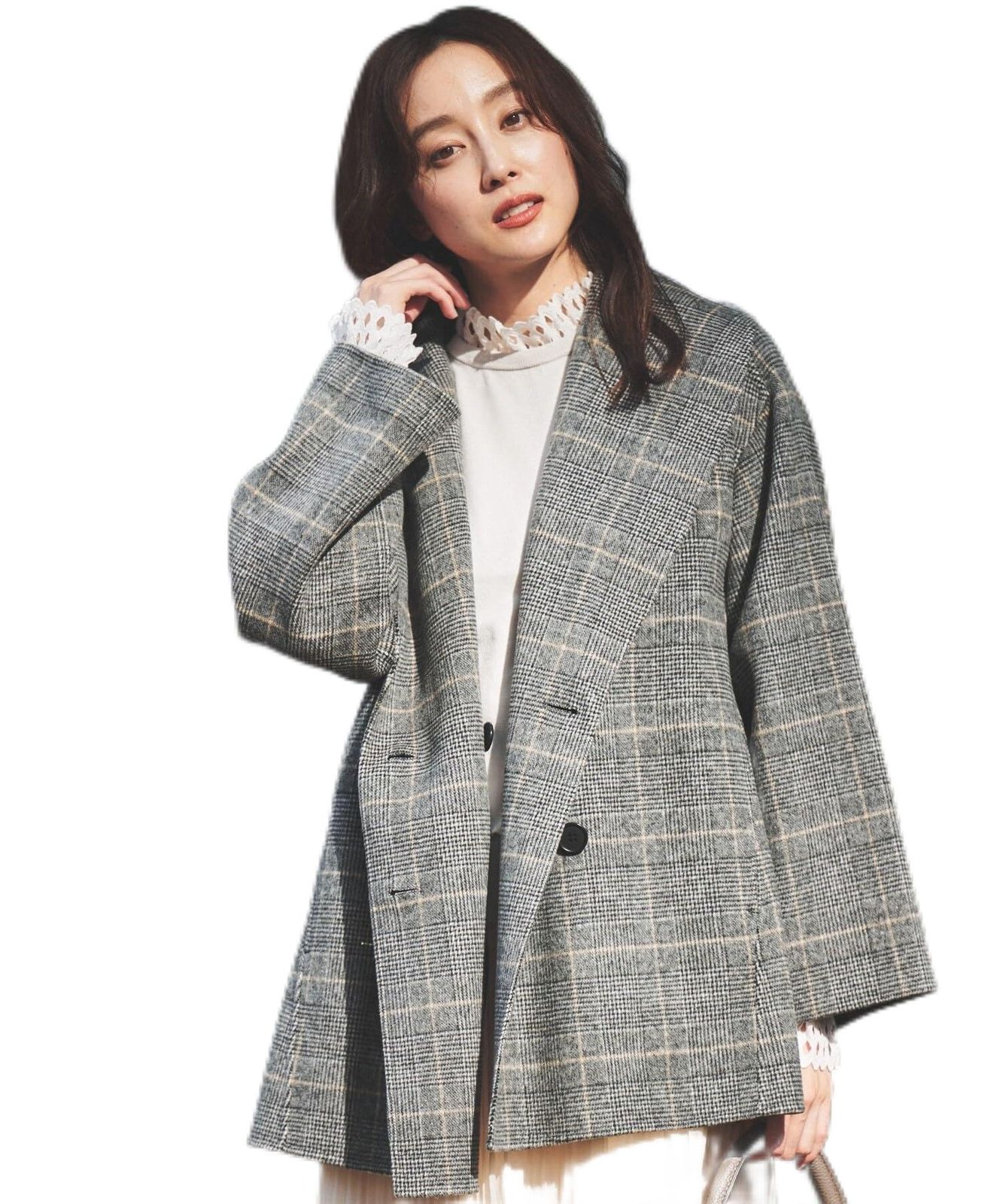 アンタイトル チェスターコート 顔周りすっきり ミドル丈 ショール リバーコート 15399400 レディース ブラック 219 02 M