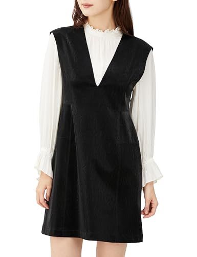 コエル カジュアルドレス フェイクレザーミニワンピース レディース ブラック