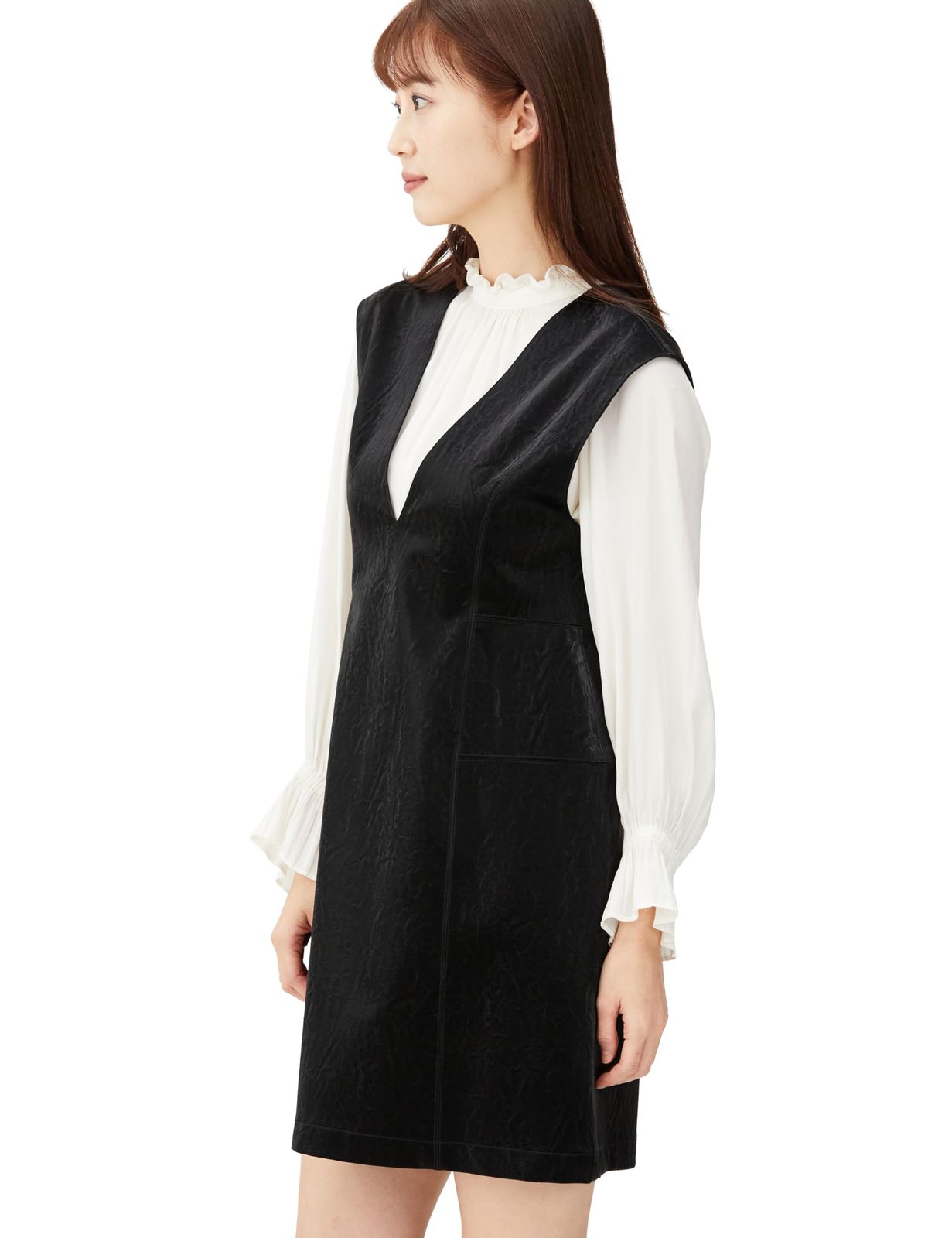  コエル カジュアルドレス フェイクレザーミニワンピース レディース ブラック その他 フェイスケア