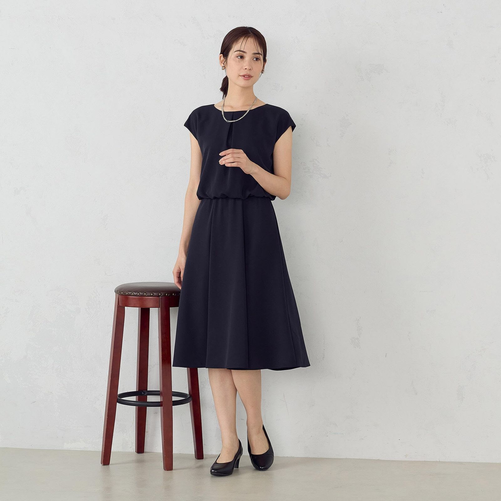 コムサイズム セットアップ対応 ポリエステルツイル ワンピース 12 08 OK 205 ネイビー S