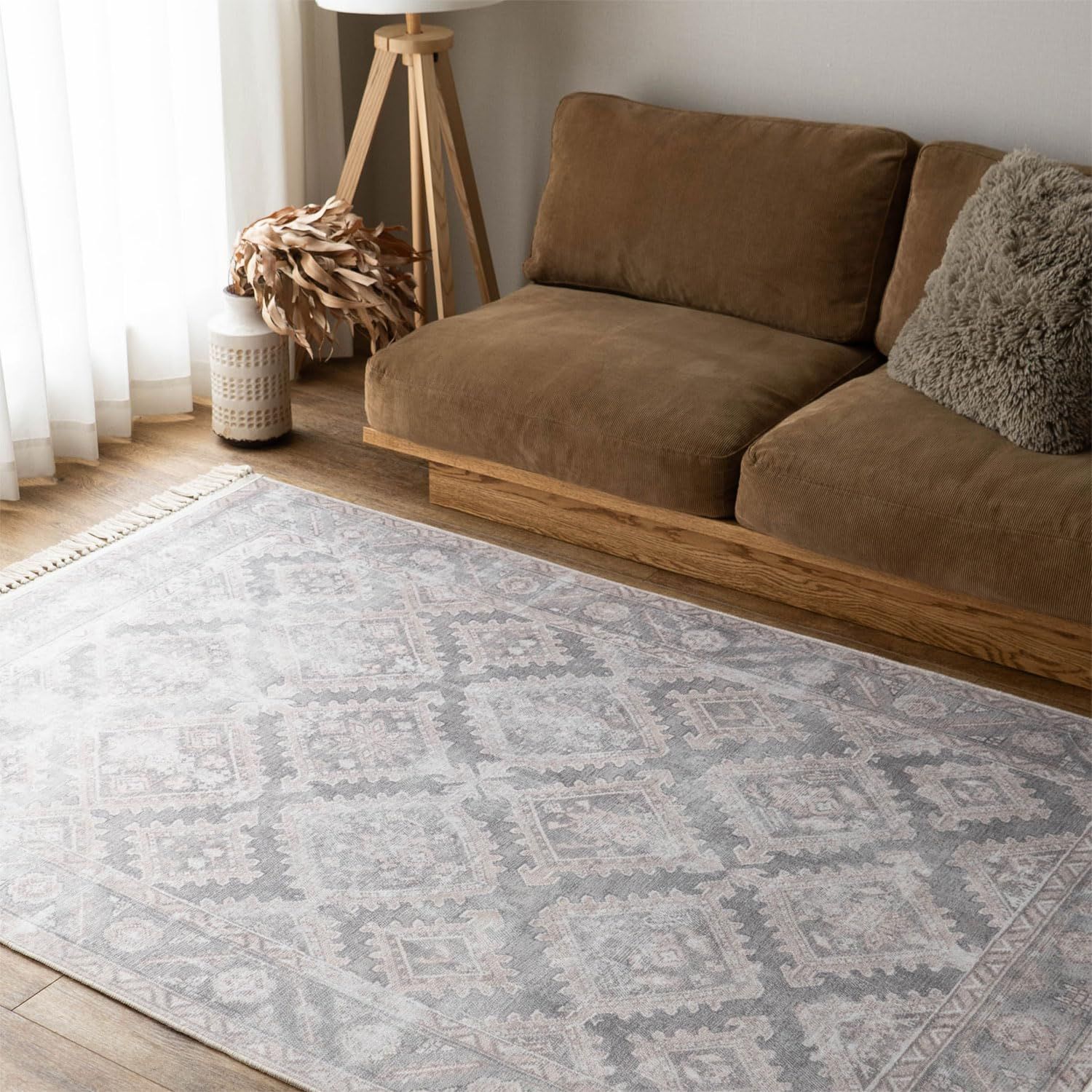 サヤンサヤン アトラス オリエンタル柄 アンティーク調 プリントラグ 洗濯 190 サンドアイボリー