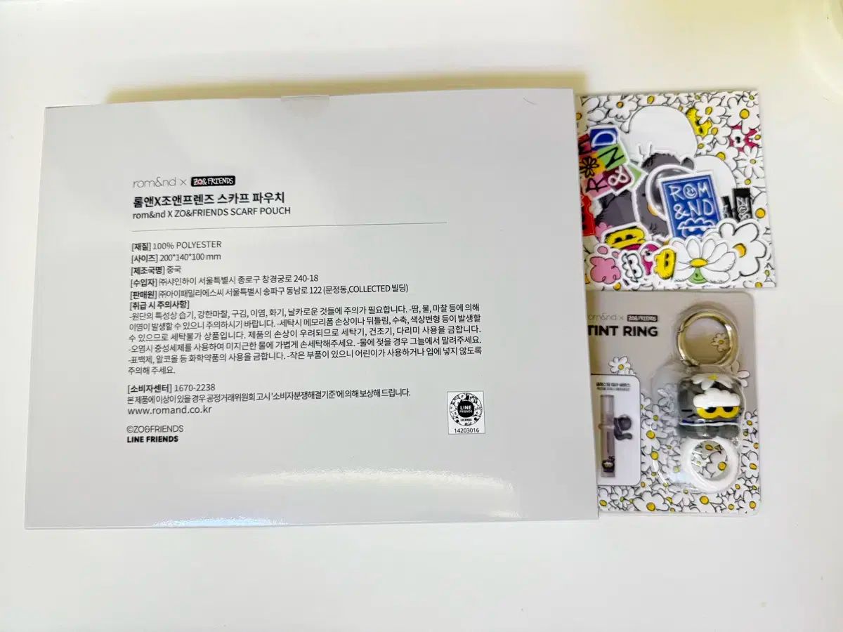 rom&nd zo&friends スカーフポーチ ティントリング ステッカー Rom&nd