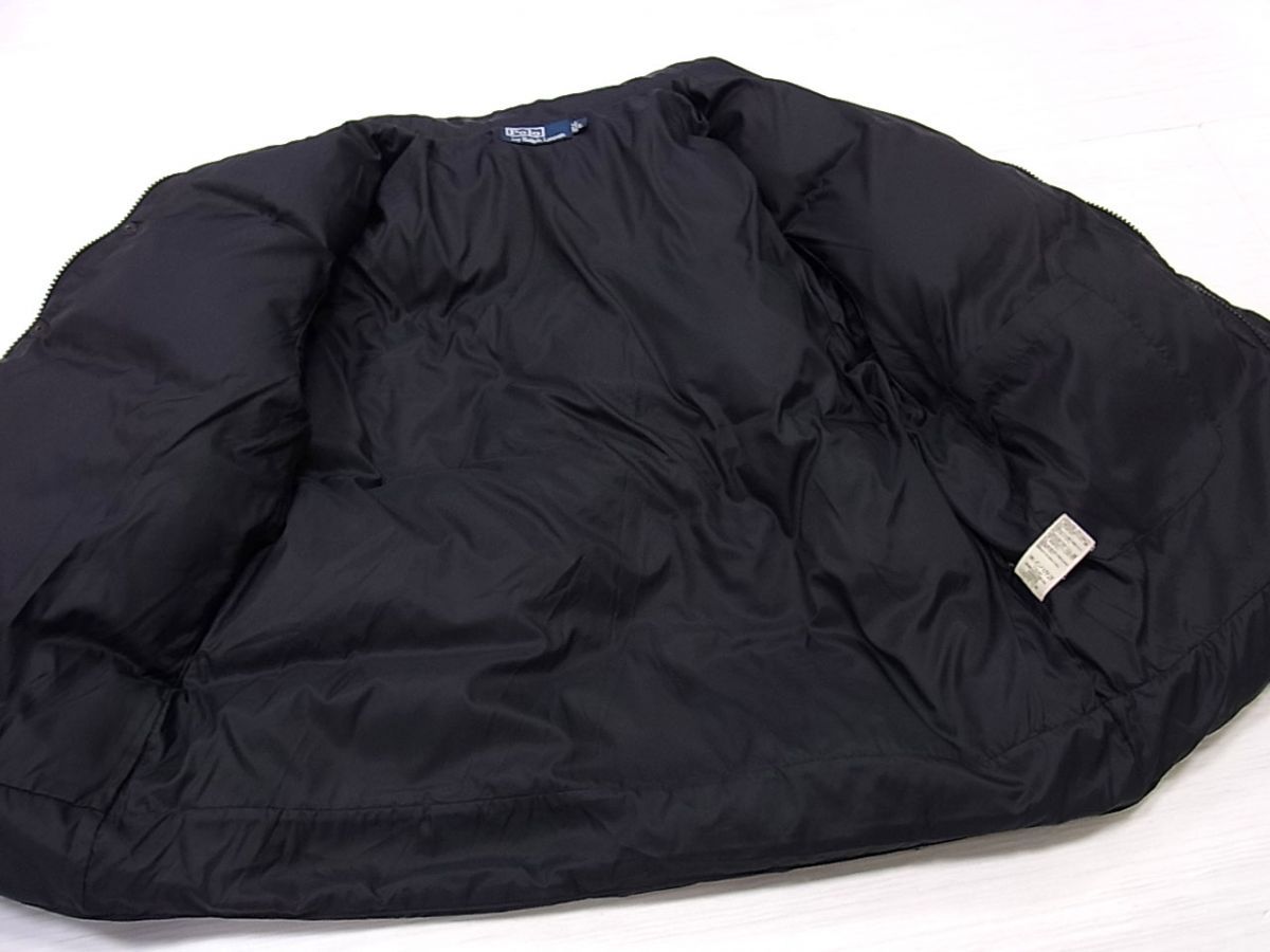 90s RALPH LAUREN ラルフローレン ダウンジャケット エンブレム刺繍 ブラック 冬物 メンズ ジップジャケット KANDAIZUMI_COM