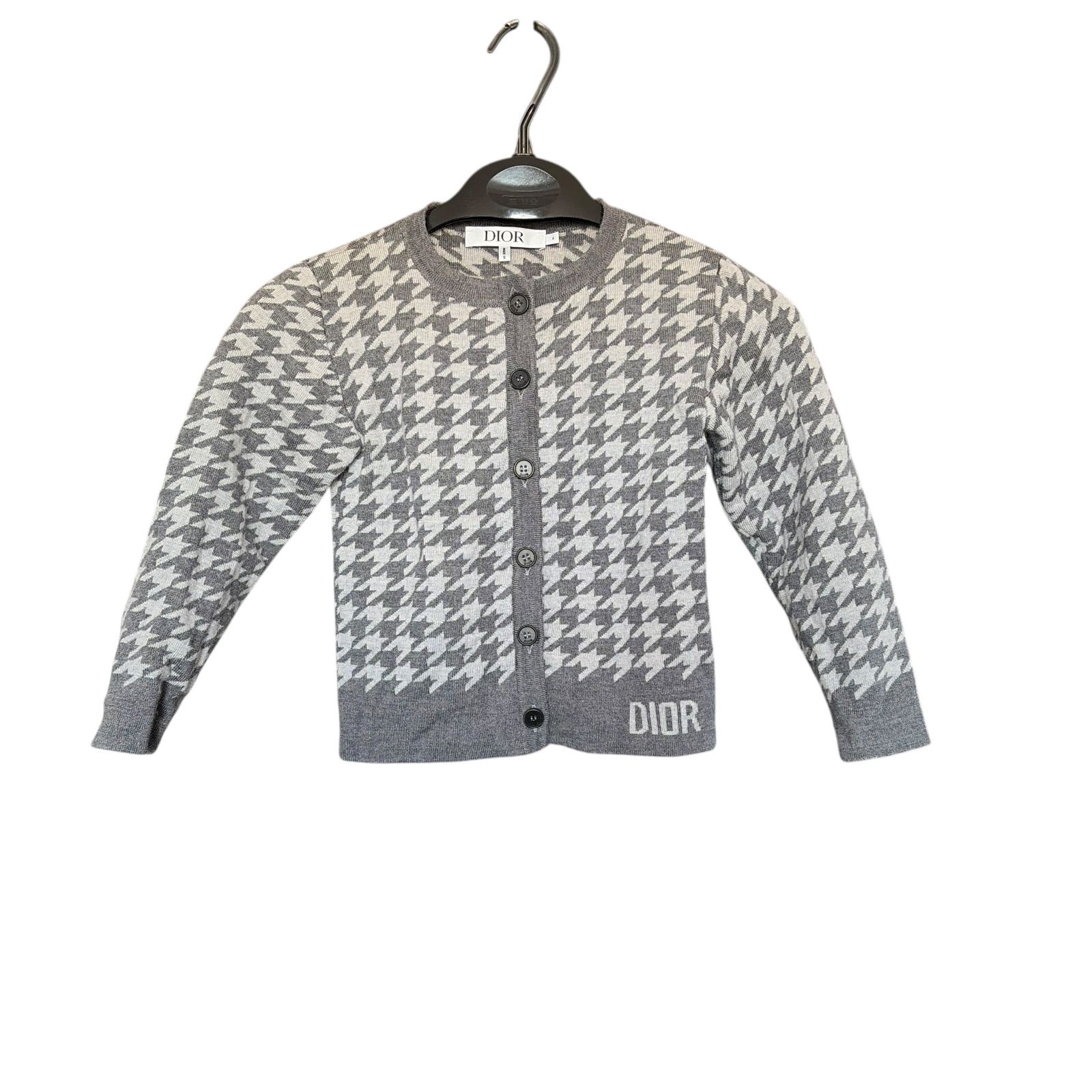RE317 Christian Dior クリスチャンディオール キッズサイズ6 長袖カーディガン アーガイル グレー チェック