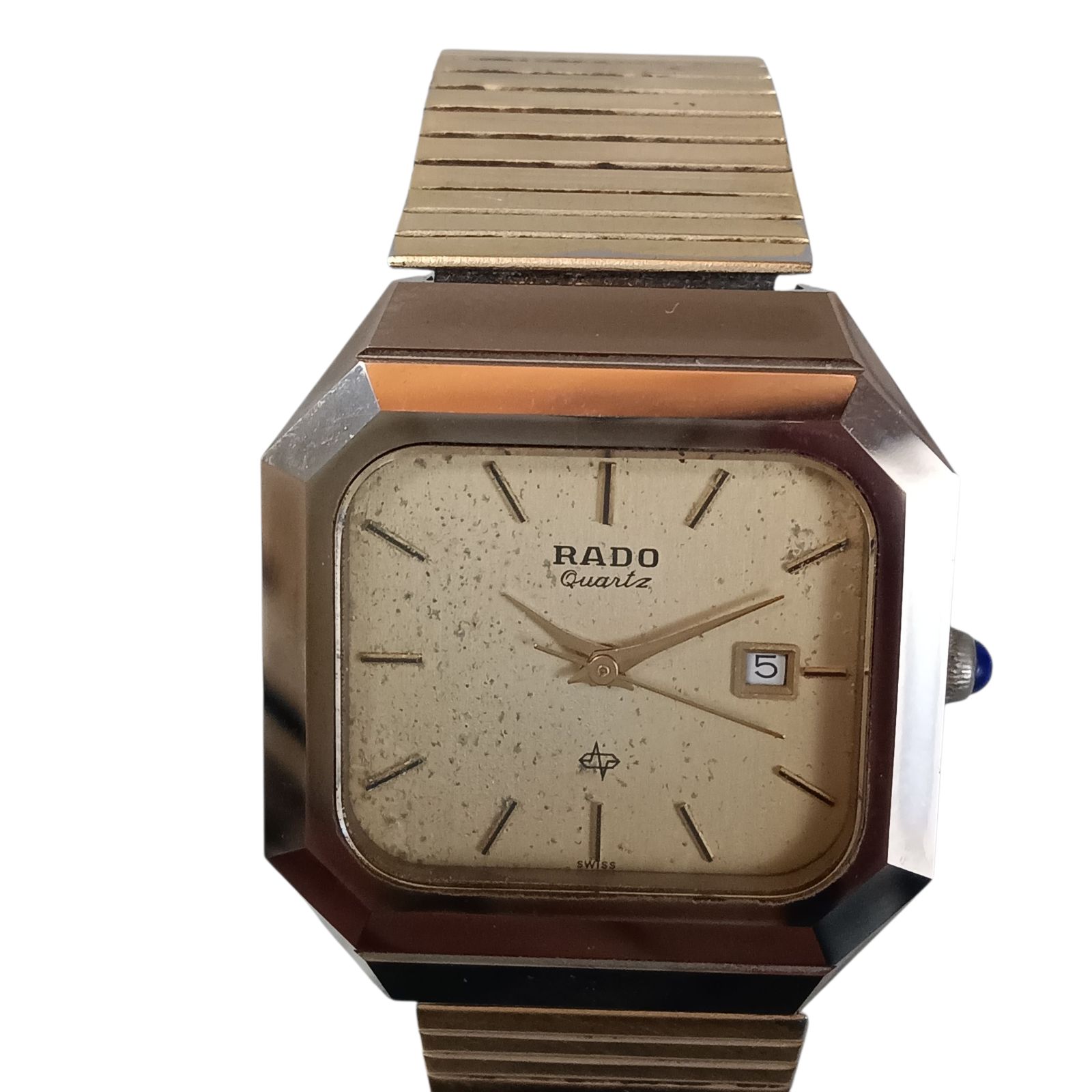 稼働 1105-3 RADO ラドー 111.9511.3 メンズ腕時計 レディース クォーツ スクエア デイト ゴールド文字盤