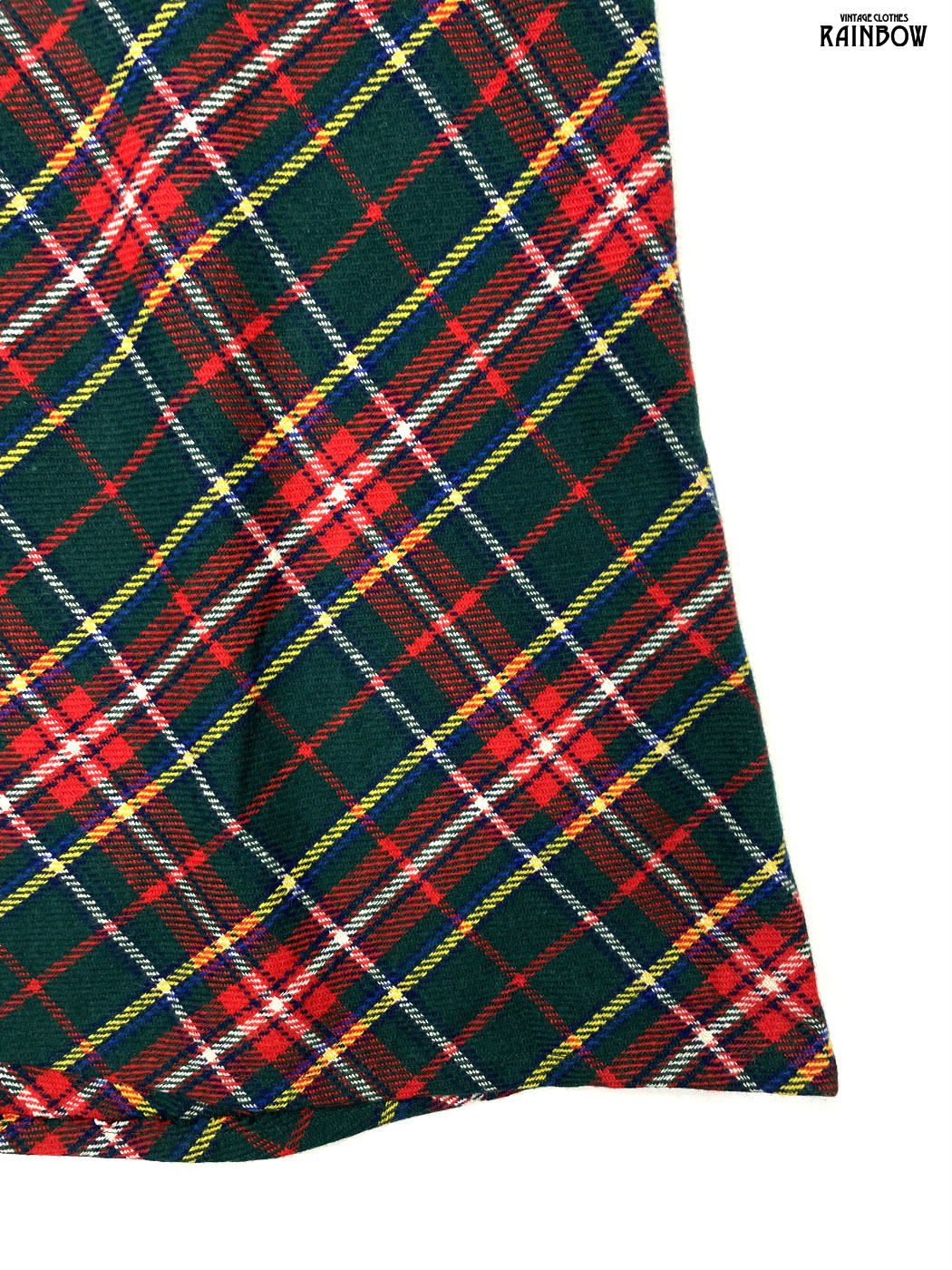 古着 Prestige チェック柄 ウール ロング丈 スカート 緑 btu2509108 GULLKHAN_COM