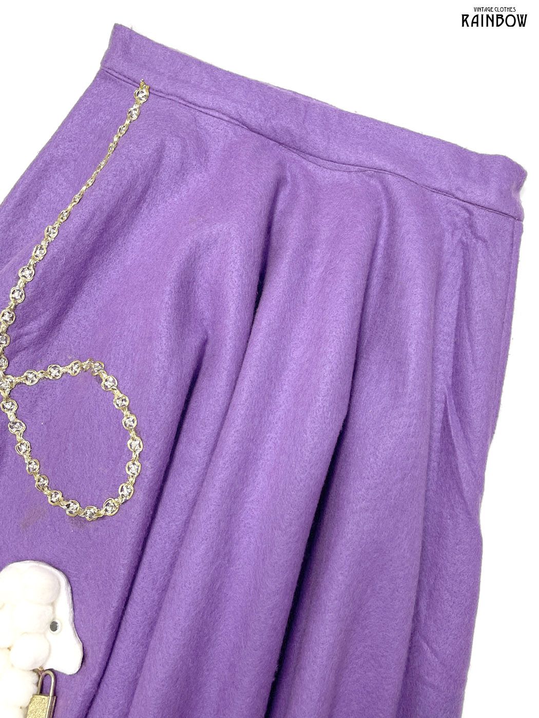 古着 プードル TALONジップ 無地 ワンポイント アニマル ロング丈 スカート 紫 btu2510011