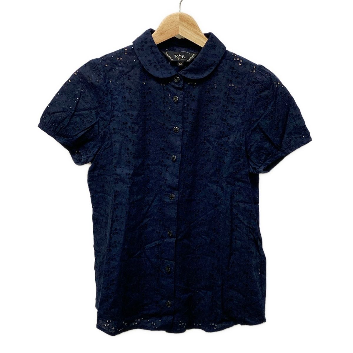 agnes b アニエスベー 半袖シャツブラウス サイズ38 M レディース - ネイビー