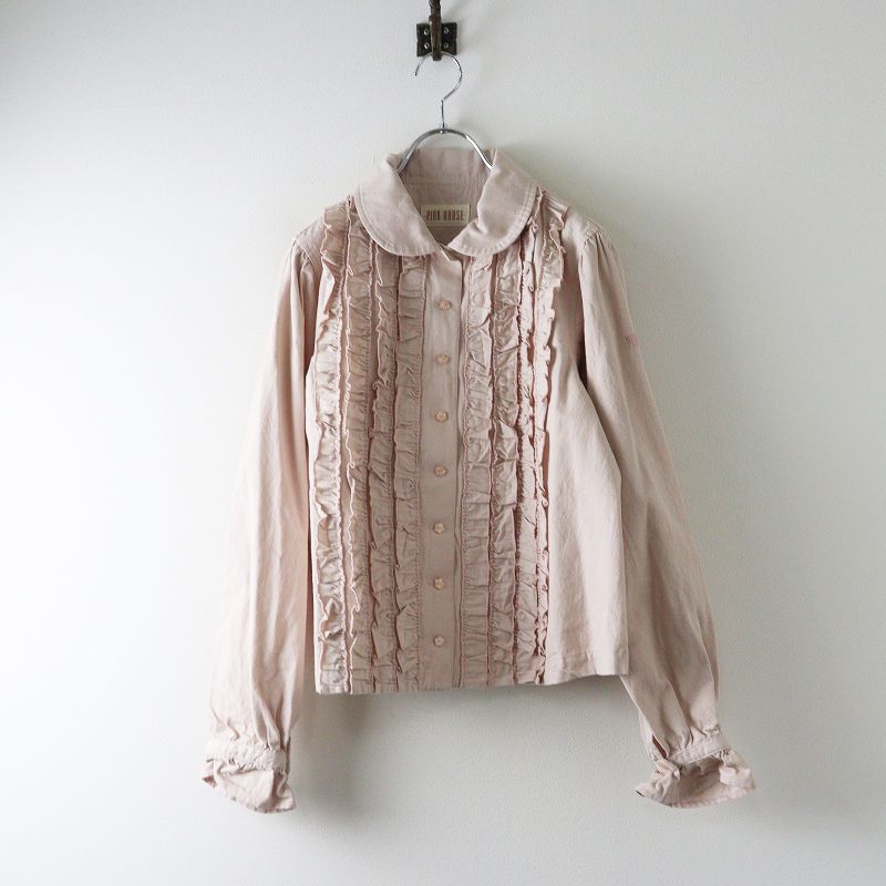 2025 ピンクハウス PINK HOUSE フリルピンタックデニムブラウス ピンク シャツ 丸襟 トップス 2400014667189