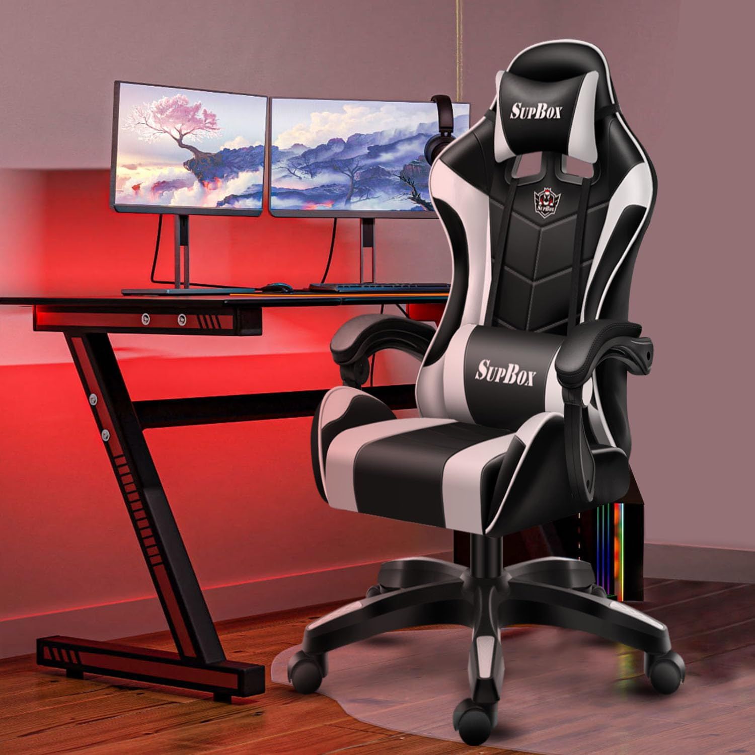 GTBOY ゲーミングチェア げーみんくチェア gaming chair デスクチェア 高耐久PUレザー 140度リクライニング 在宅 リモート 2025 黒白