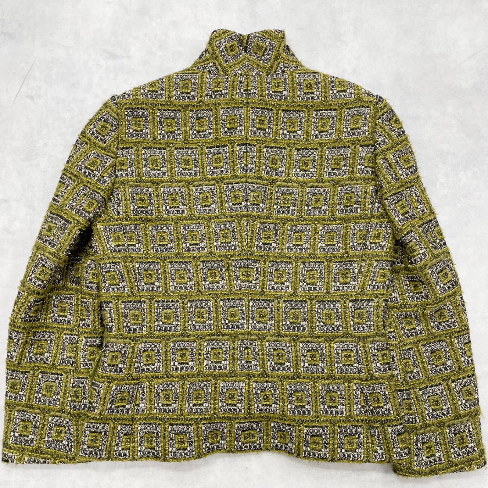 ETRO エトロ ジャケット ツイード 総柄 モヘヤ シルク イエロー イタリア製 レディース 42