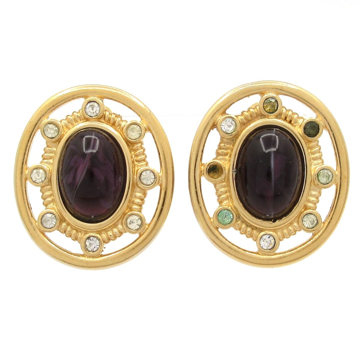 GIVENCHY ジバンシー イヤリング - ゴールド×パープル