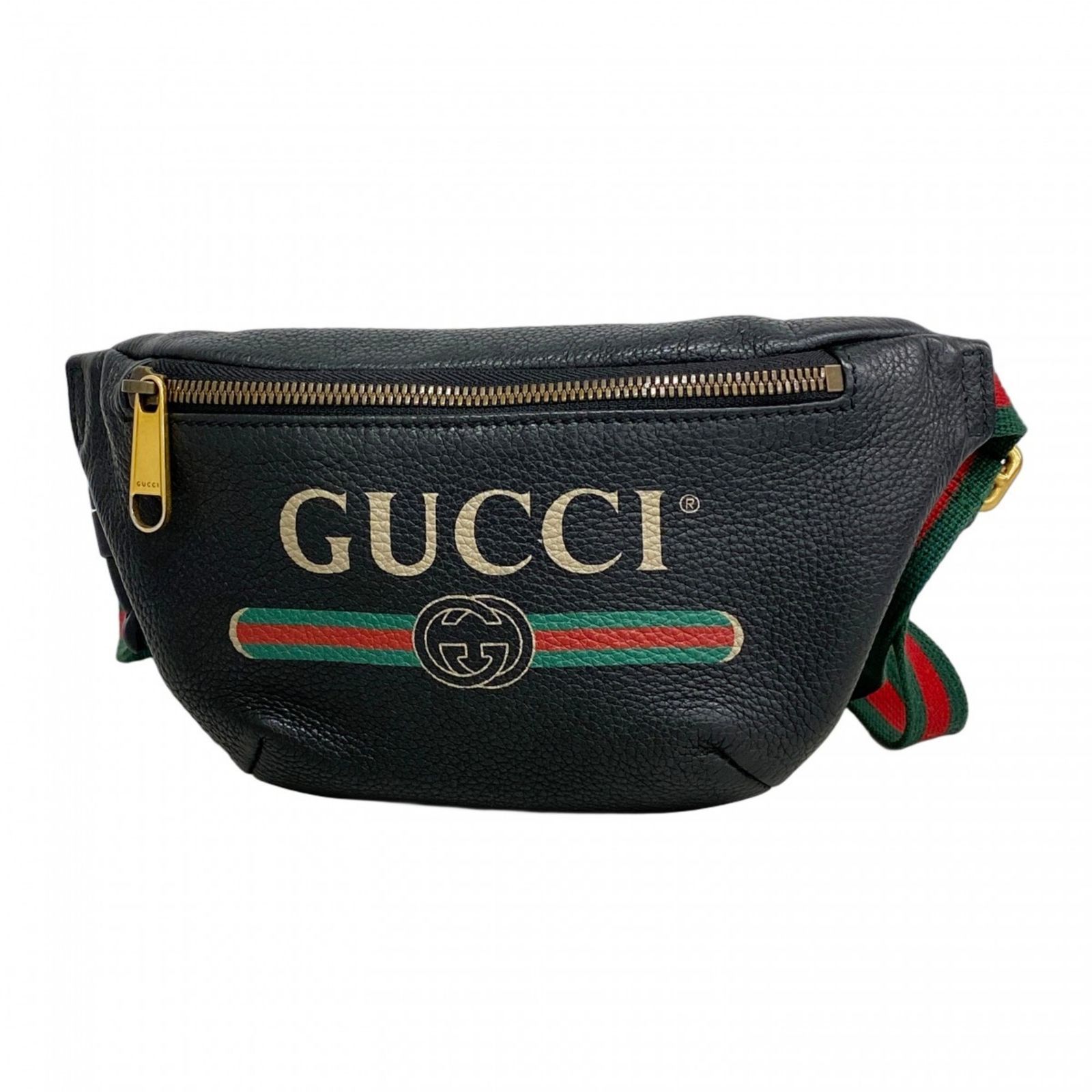 グッチ Gucci ウエストバッグ シェリーライン 527792 レザー ブラック メンズ レディース