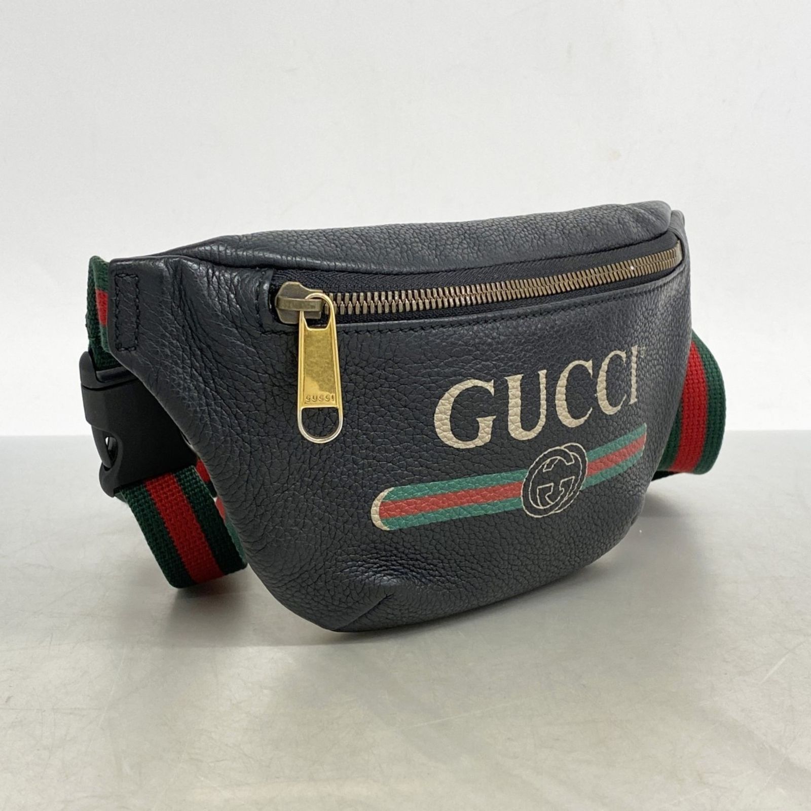 グッチ Gucci グッチ ウエストバッグ シェリーライン 527792 レザー ブラック メンズ レディース