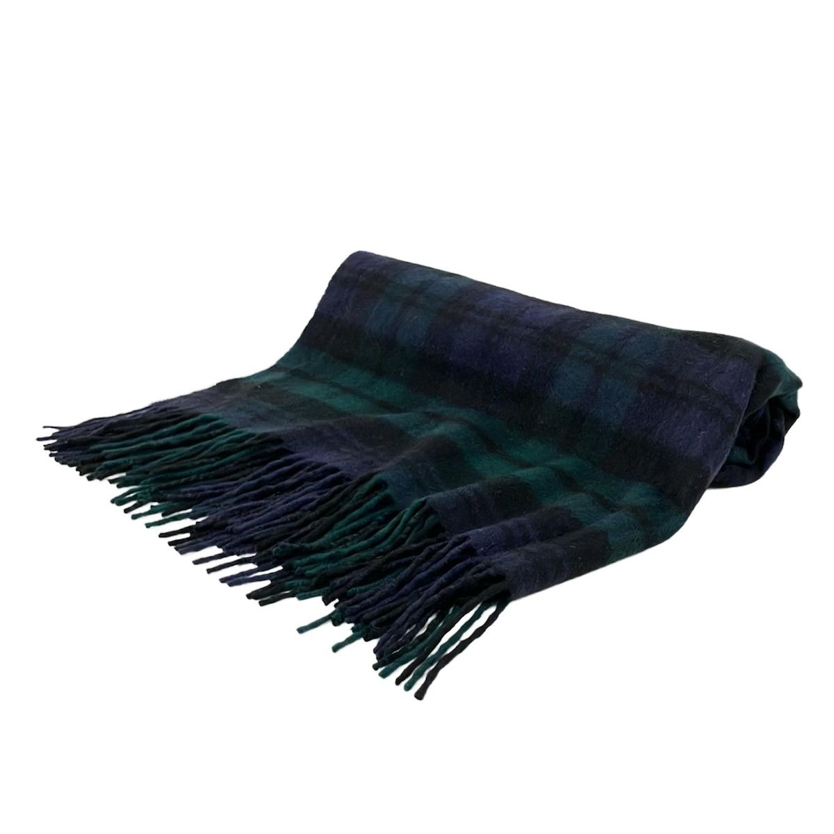 johnstons of elgin ジョンストンズ マフラー - ダークグリーン×ネイビー×黒 カシミヤ