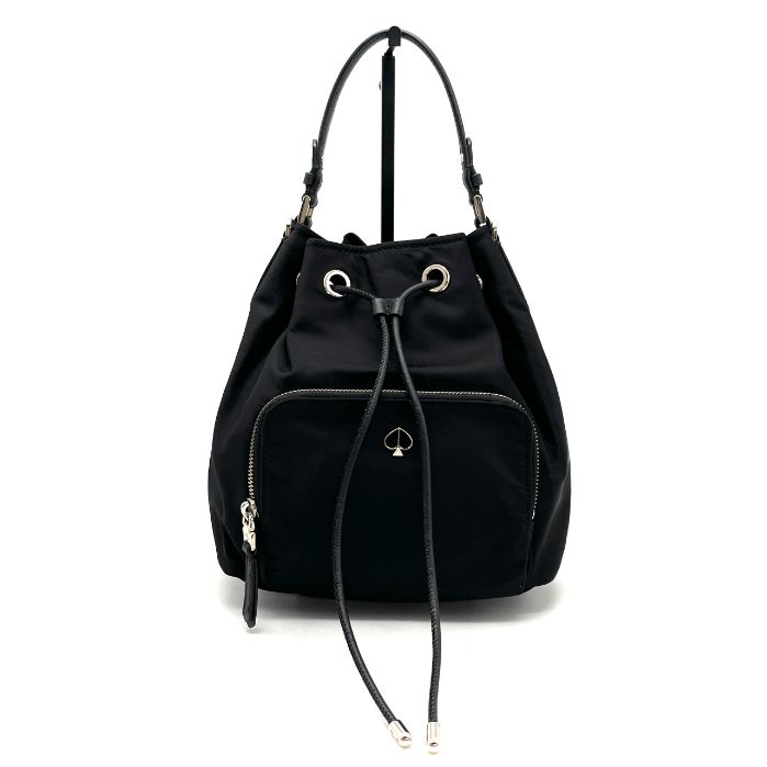Kate Spade ケイトスペード ロゴ 巾着 2way ナイロン レザー ハンド ショルダー バッグ eH1014N