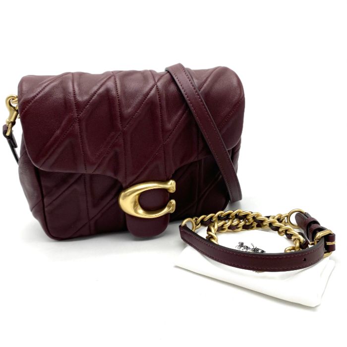 COACH コーチ タビー キルティング 2way レザー チェーン ハンド ショルダー バッグ eH1015A